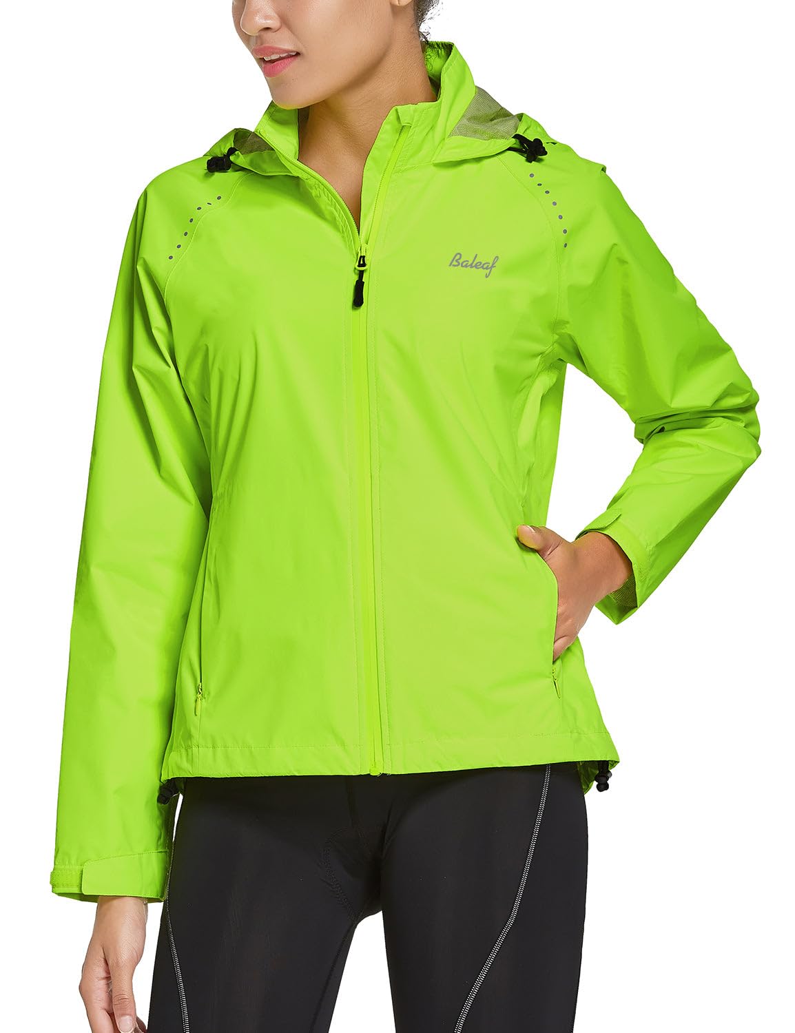 BALEAF Women's Waterproof Rain Jacket - Windproof Lightweight Running & Cycling Windbreaker with Reflective Hood - Packable for Hiking, Commuting & Outdoor Activities