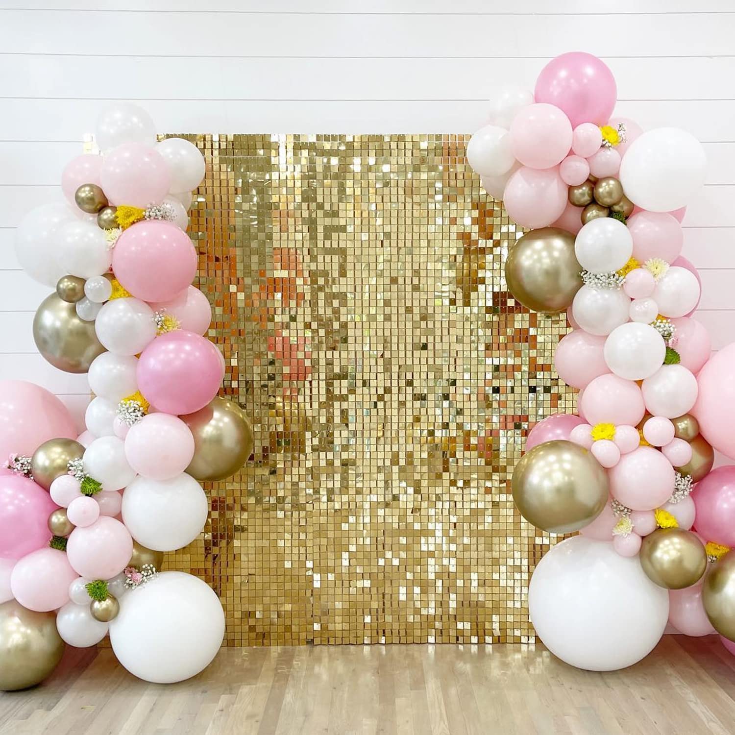 ZUOVAOV 24-Piece Shimmer Wall Backdrop Panels - DIY Square Party Decor for Birthday, Wedding, Bachelor, Halloween & Christmas Events (Gold) | Perfect for Photo Booths, Stage Backgrounds, and Home Celebrations