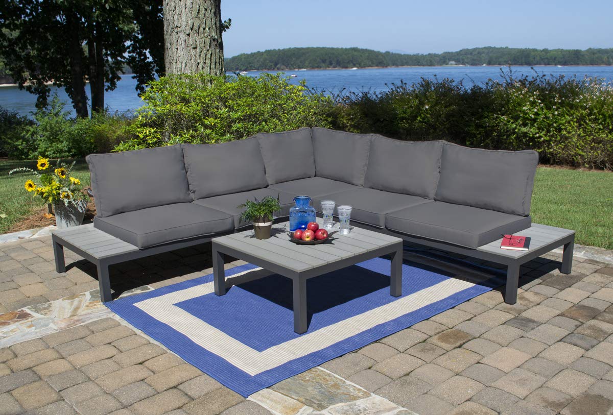 Tortuga Outdoor Sectional Sofa in Charcoal - Perfect for Patio & Garden