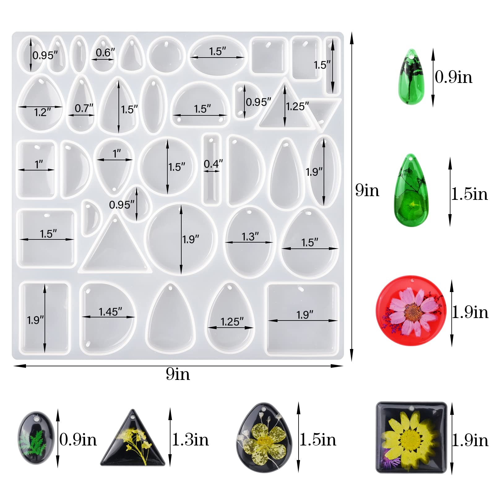 Premium Silicone Resin Jewelry Molds for DIY Pendants, Earrings & Necklaces - Epoxy Casting Molds for Gem Cabochons - Perfect for Handmade Jewelry Making & Craft Projects (Home Studio, Gift Making, Artisan Creations)