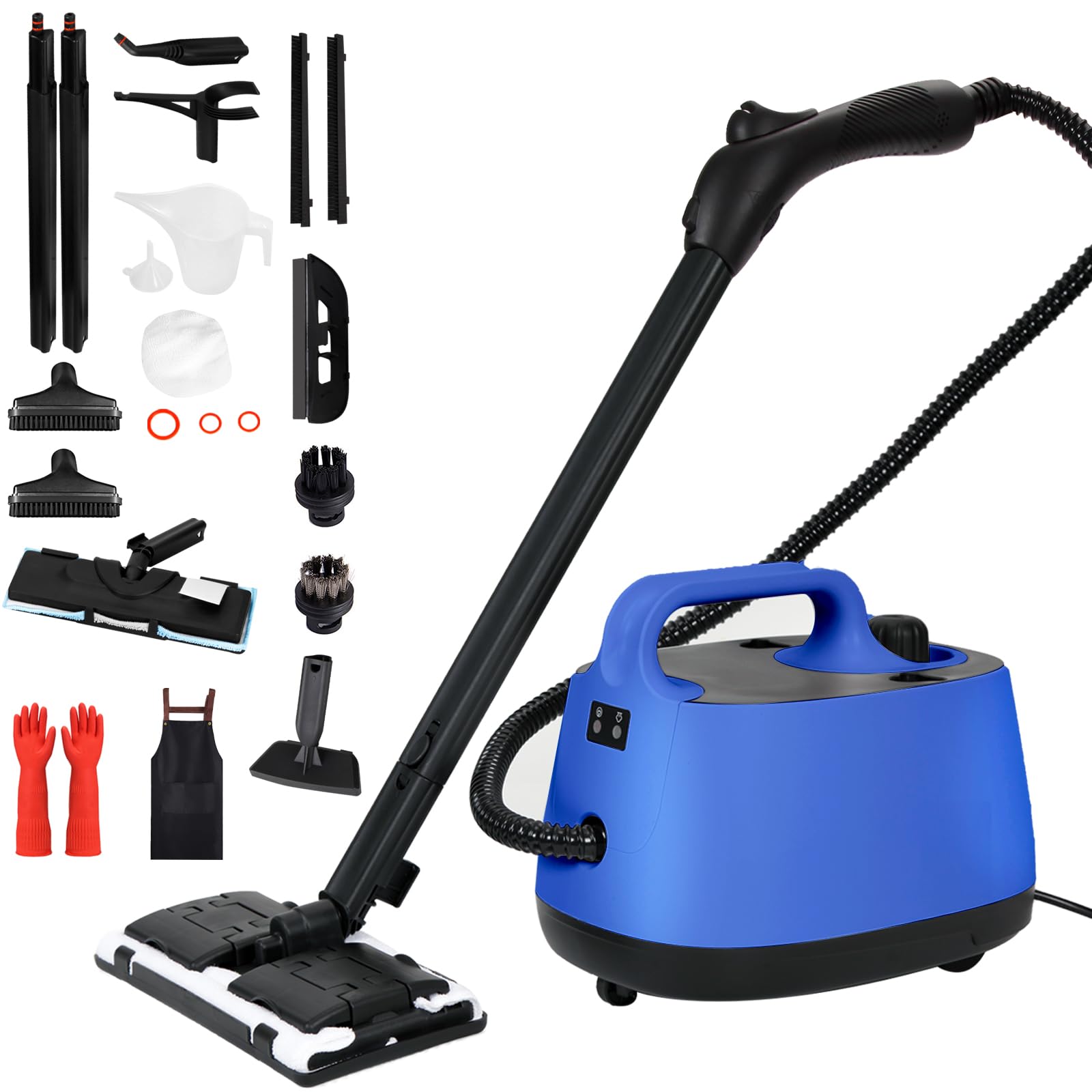**Multipurpose Steam Cleaner with 21 Accessories - 1.5L Tank, 5-Minute Heat-Up - Carpet, Floor, Window, Mirror & Car Cleaning - Ideal for Home, Office & Auto Detailing (Blue)**