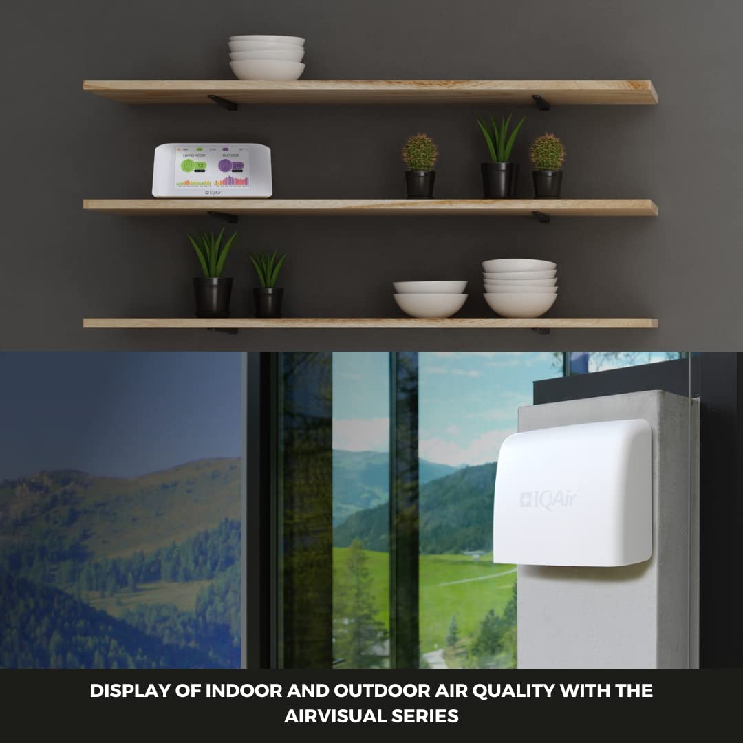 IQAir Indoor Air Quality Monitor - Swiss Design Professional Grade PM2.5 CO2 AQI Temperature Humidity Sensor with Real-Time Data & Forecasting | Home Office School Gym Monitoring System