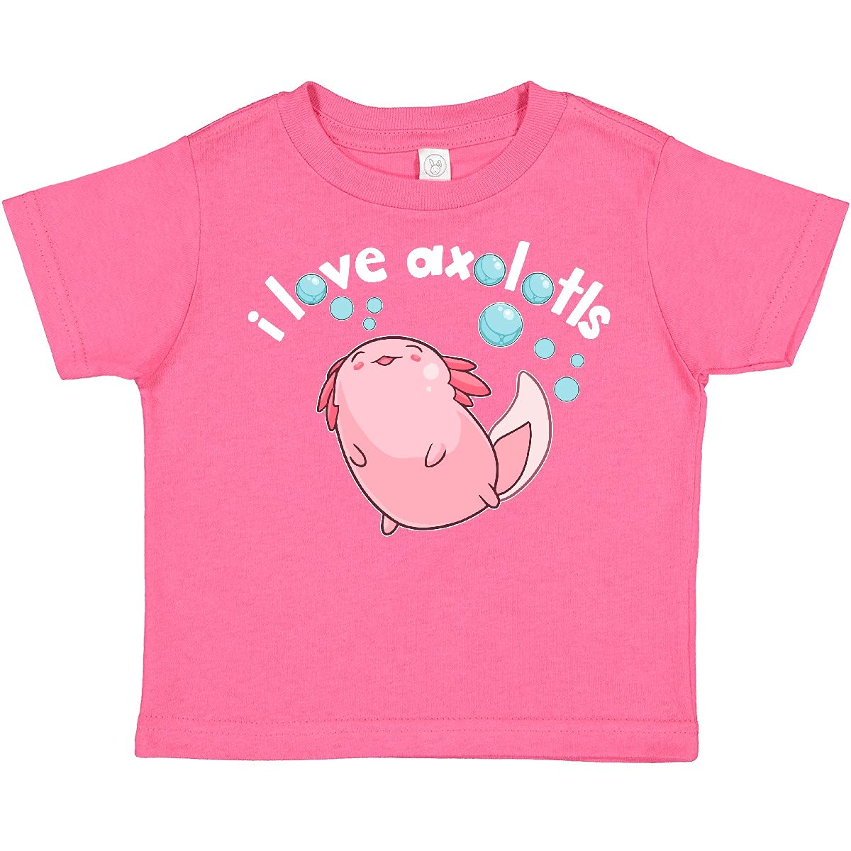 Inktastic I Love Axolotls with Bubbles Toddler T-Shirt - Cute Axolotl Graphic Tee for Kids - Perfect for Playdates, School & Casual Outfits