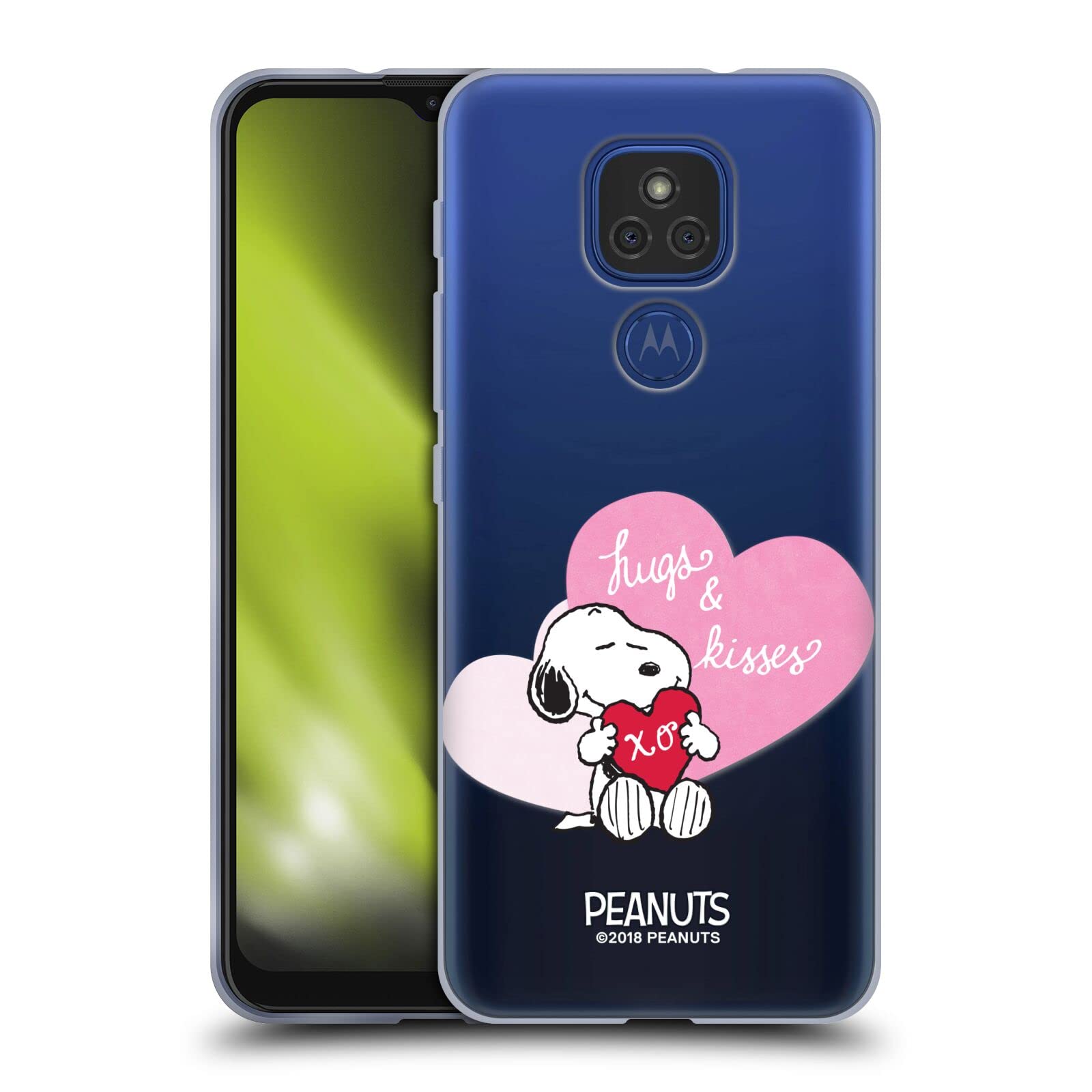 Head Case Designs Peanuts Snoopy Hugs & Kisses Soft Gel Case for Motorola Moto E7 Plus - Durable Protection with Cute Valentine's Day Gift Design