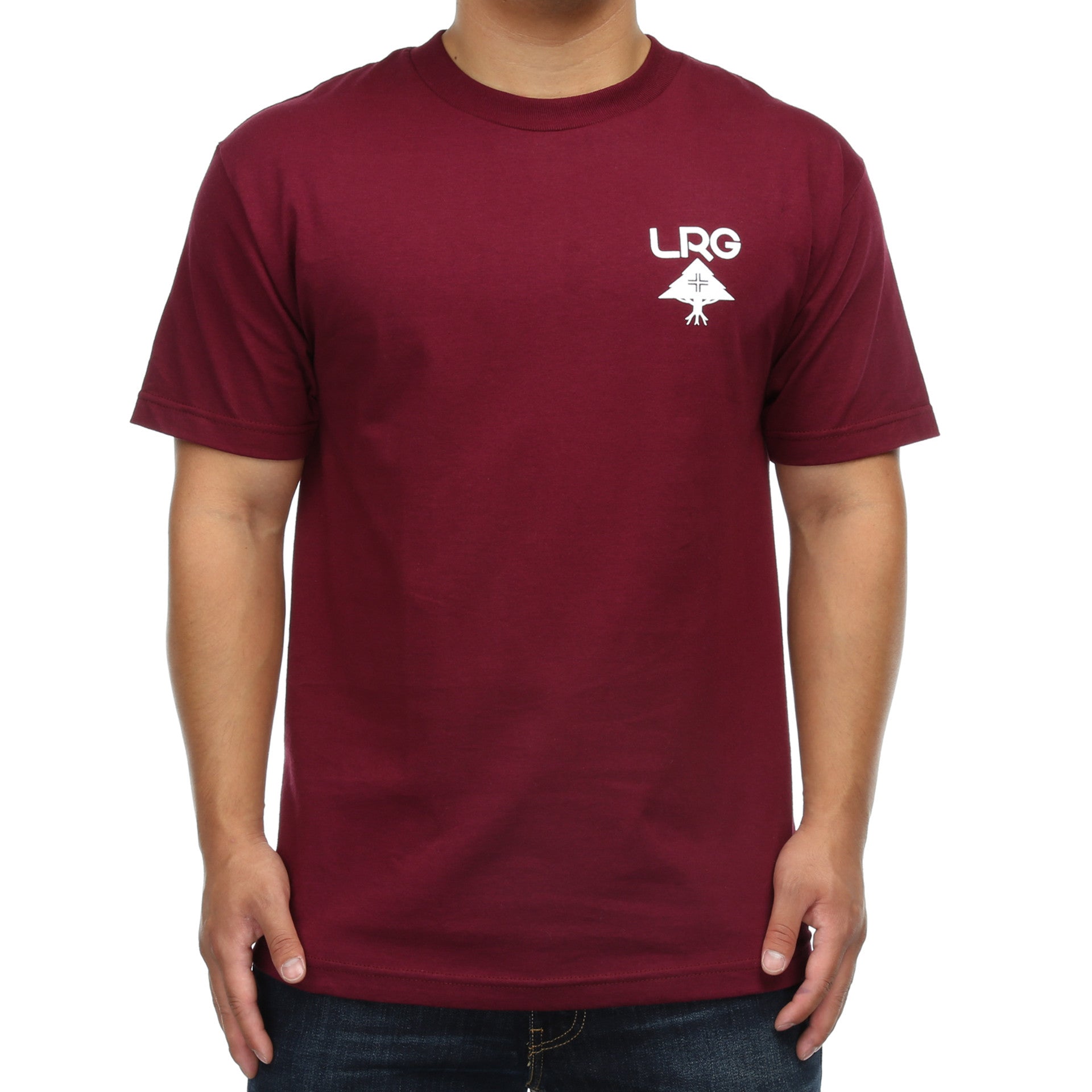 LRG Logo Plus Tee - Burgundy Red Cotton T-Shirt for Men | Casual Streetwear & Graphic Tee for Everyday Wear