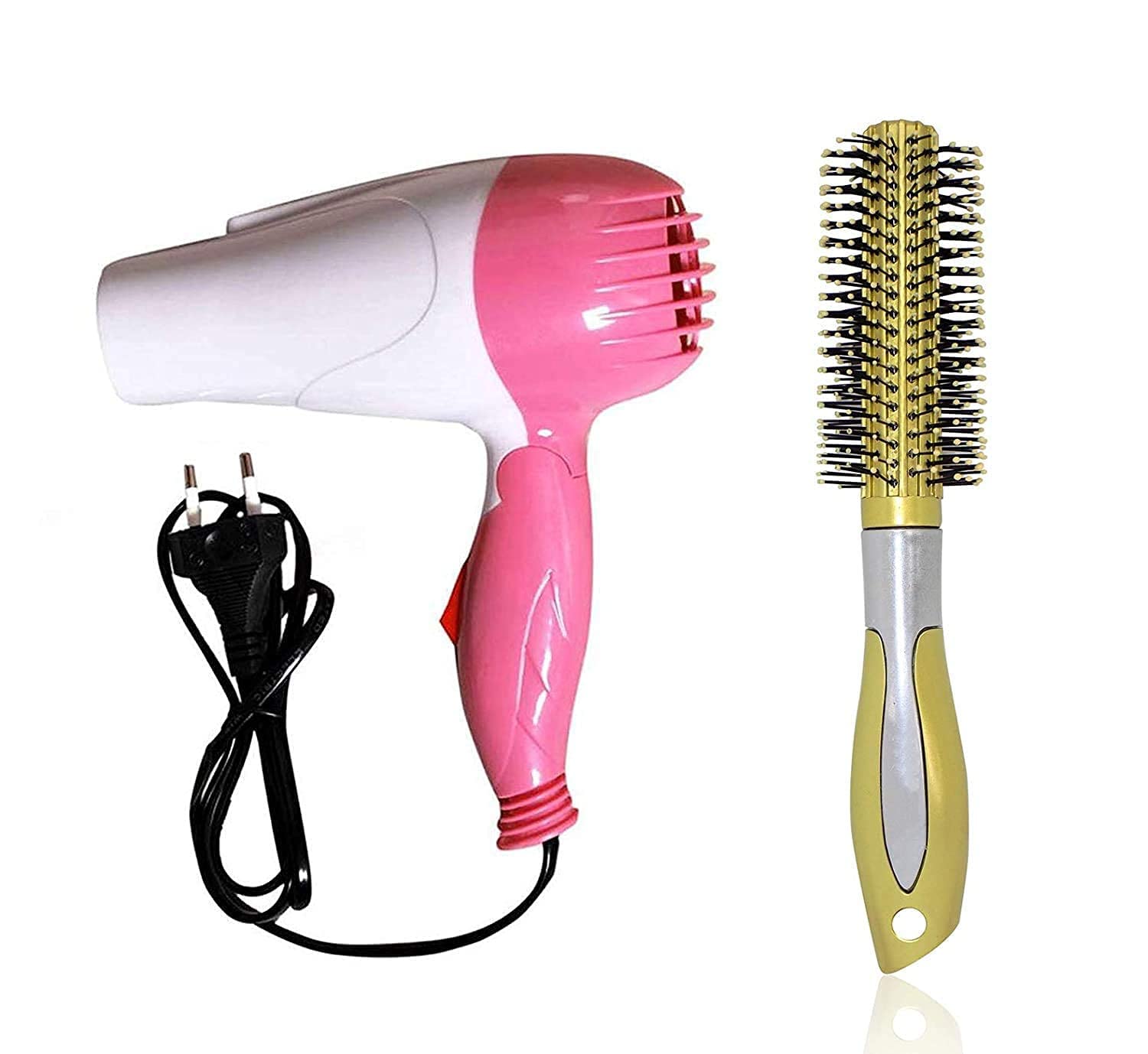 APOEM Professional Hair Dryer with Round Brush Comb Set - 2 Piece Styling Kit for Men & Women (Multicolor) - Perfect for Salon, Home & Travel Use