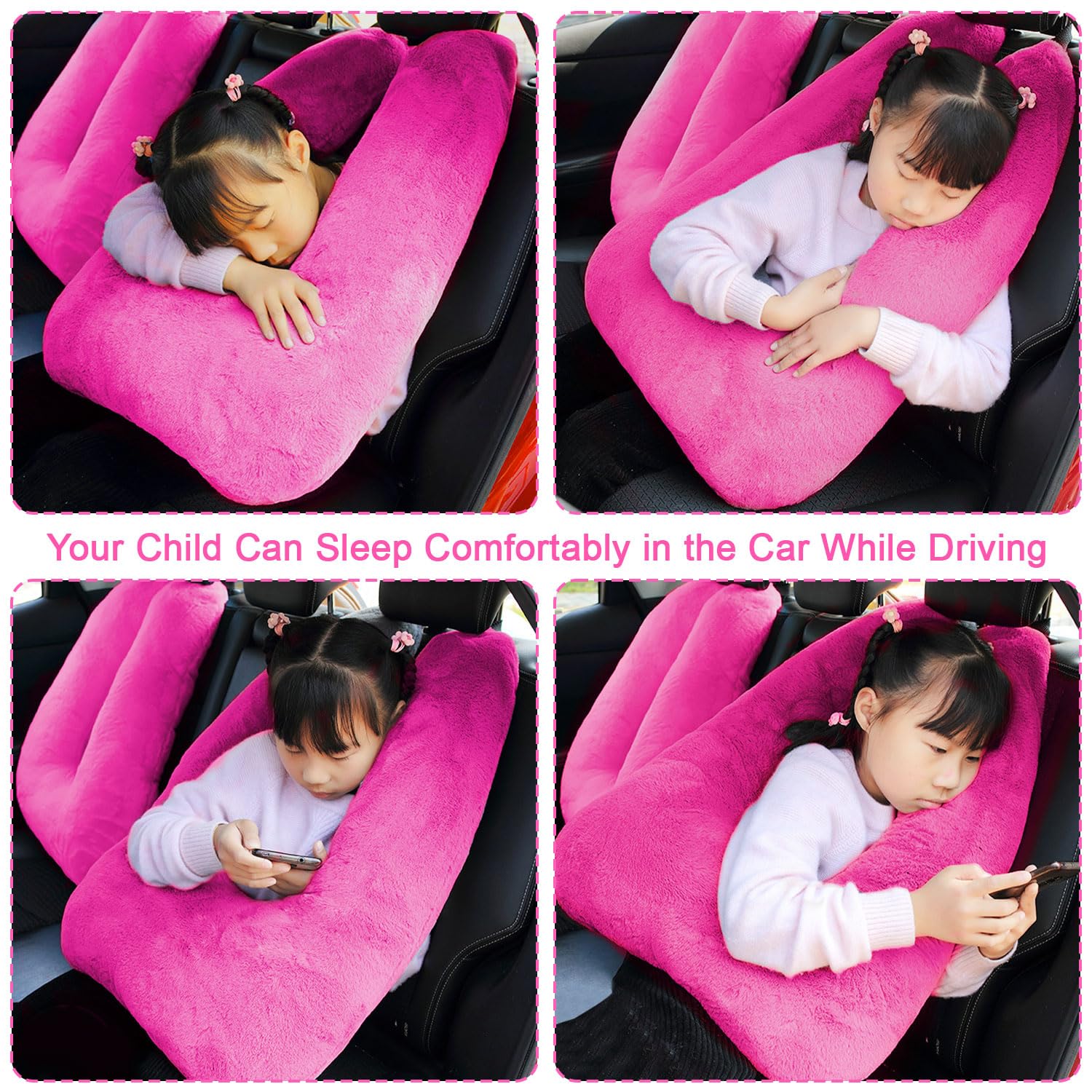 **Comfortable U-Shaped Travel Pillow for Adults & Kids - Removable Neck Support for Airplane, Car, and Long Trips - Soft Head & Body Cushion (Rose Purple) - Perfect for Road Trips, Flights, and Relaxation**
