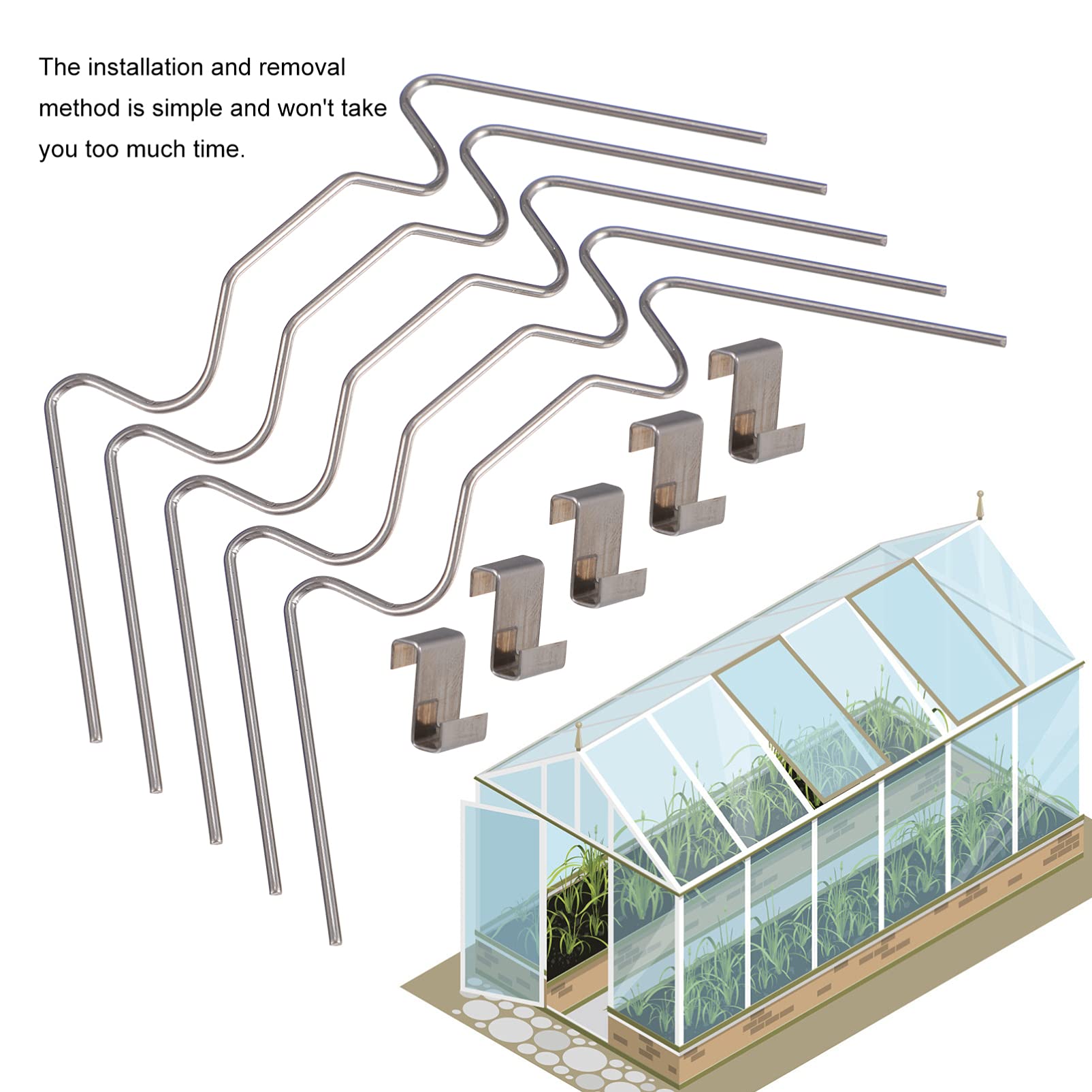 100pcs Stainless Steel Greenhouse Glass Clips - W Type Overlap Clamps for Glass Panes, Secure Greenhouse Glass Fixing Supplies - Perfect for DIY Greenhouse Construction, Garden Sheds & Sunroom Projects