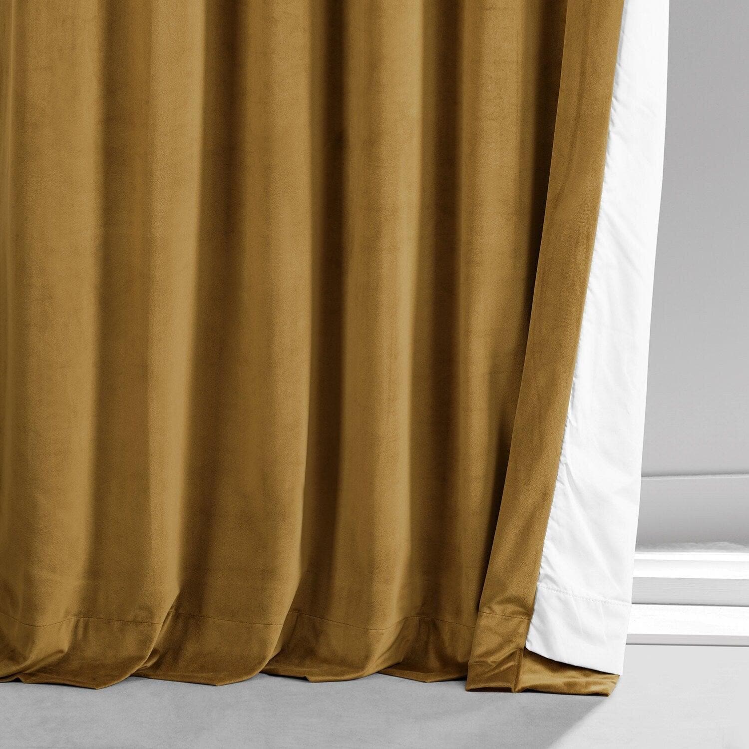 Premium Blackout Curtains for Bedroom - Apple Cider Gold Signature Plush Velvet Hotel Style Drapes - Thermal Insulated Noise Reducing Window Treatments for Home & Office