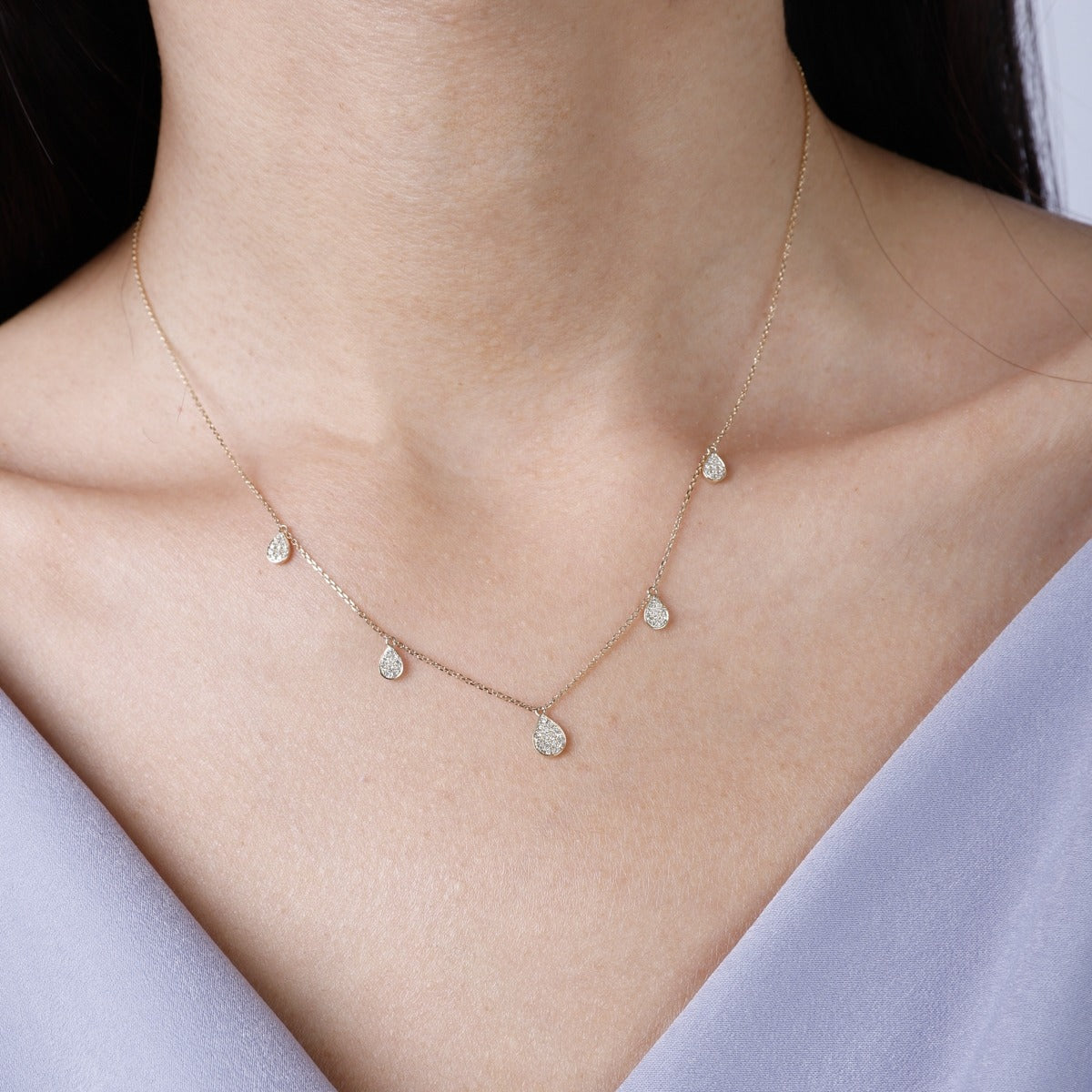14K Yellow Gold Diamond Teardrop Pendant Necklace for Women - Elegant Gift for Anniversary, Valentine's Day & Special Occasions
