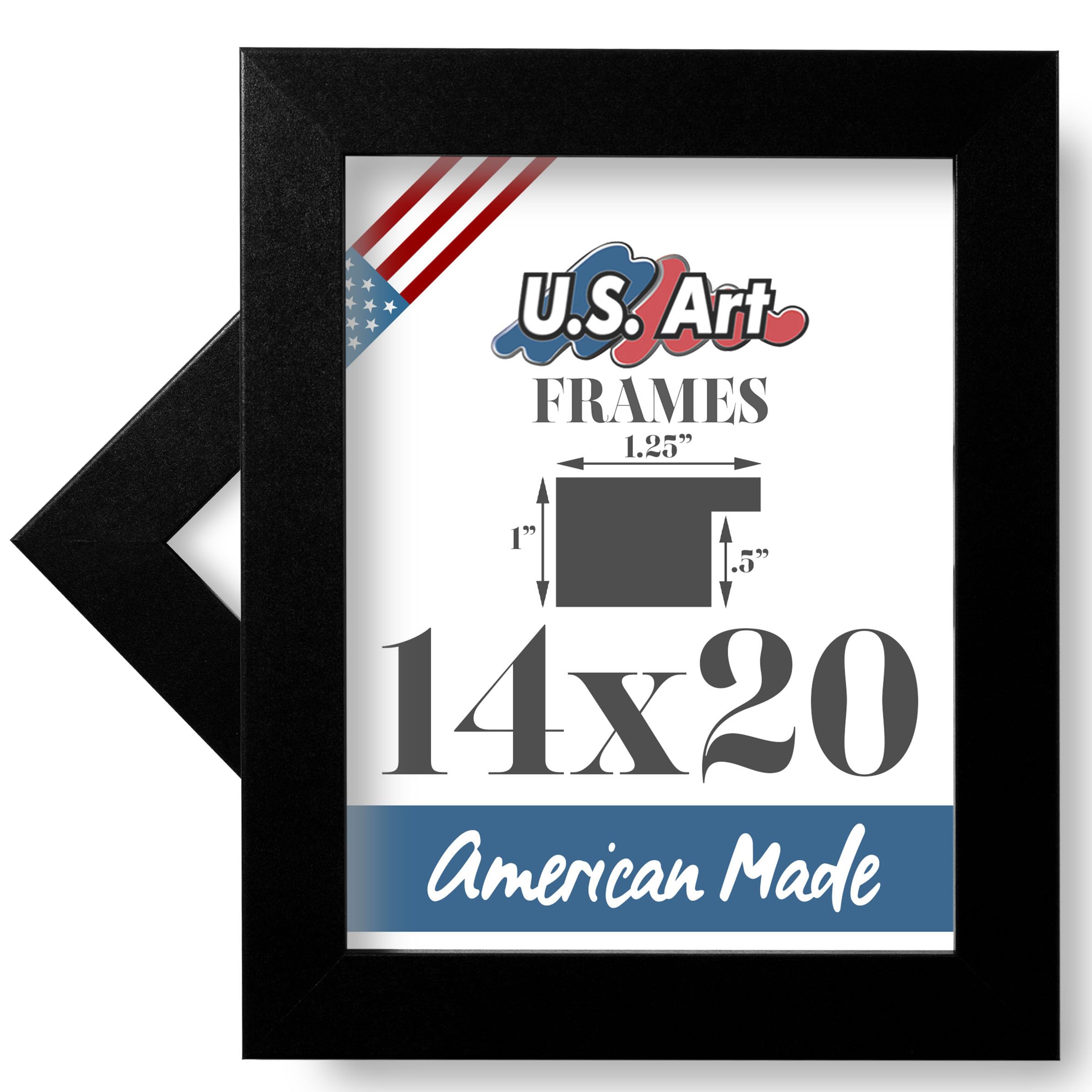 14x20 Inch Black Picture Frame Set of 4 - 1.25 Inch Wide Mat for Wall Art, Family Photos & Home Decor - Perfect for Living Room, Bedroom or Office Display