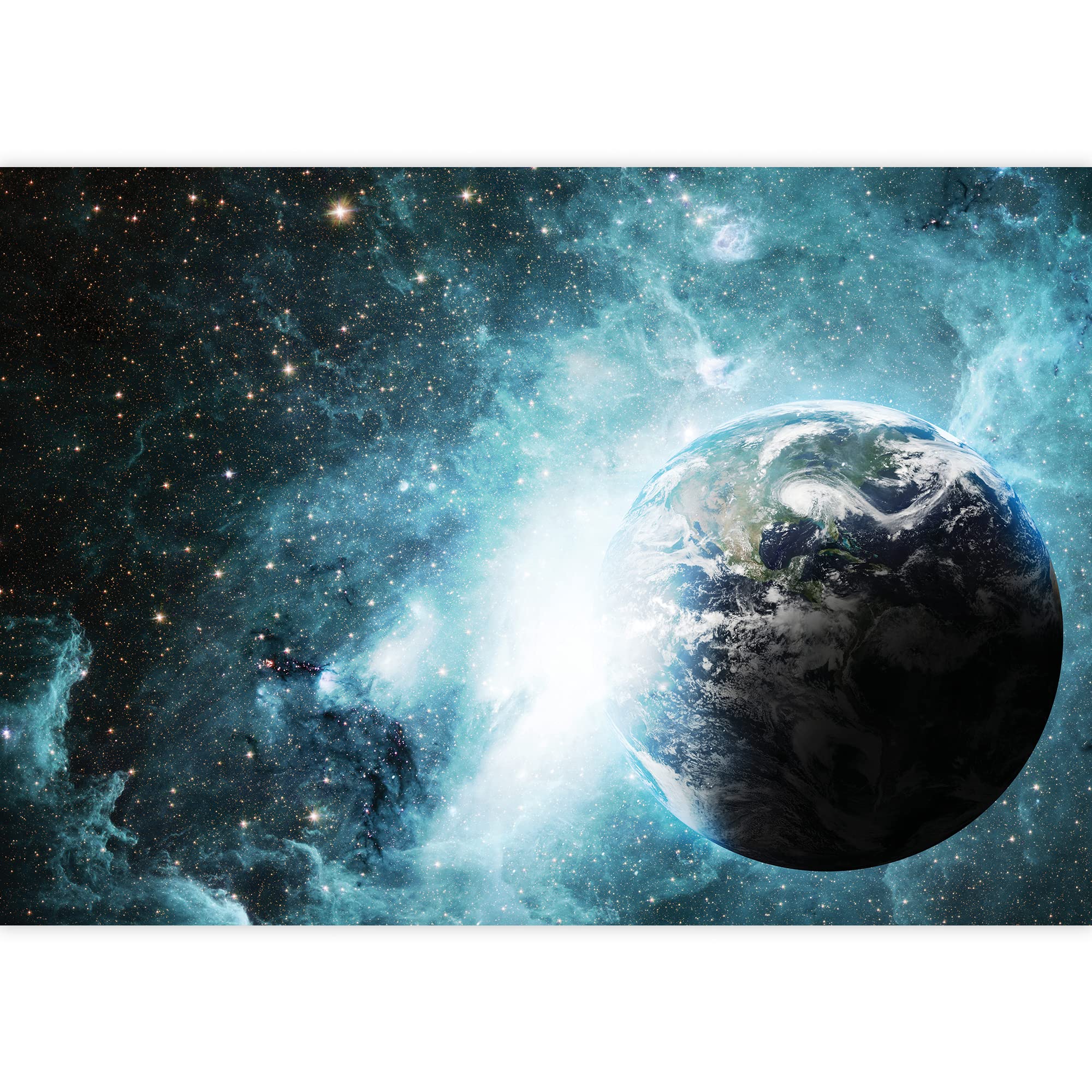 Wall26 - Earth Surrounded by Blue Galaxy Wall Mural - 66x96 Inch Removable Sticker for Home & Office Decor - Perfect for Living Room, Bedroom, or Nursery Wall Art