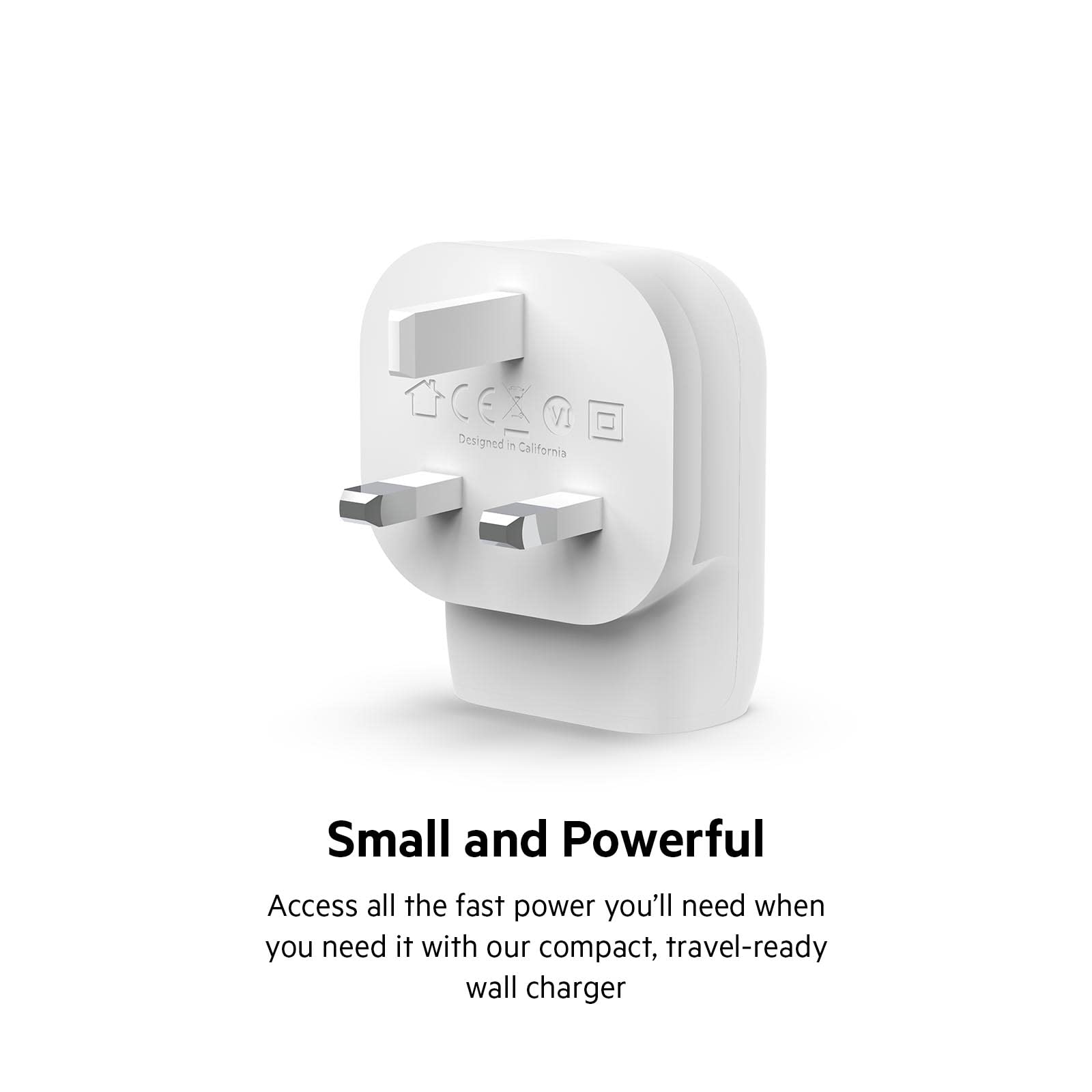 Belkin 30W USB C Wall Charger with PPS & Power Delivery - USB-IF Certified PD 3.0 Fast Charger for iPhone 16/15, Samsung Galaxy S24, iPad, AirPods, MacBook, Google Pixel - Perfect for Home, Office & Travel Charging