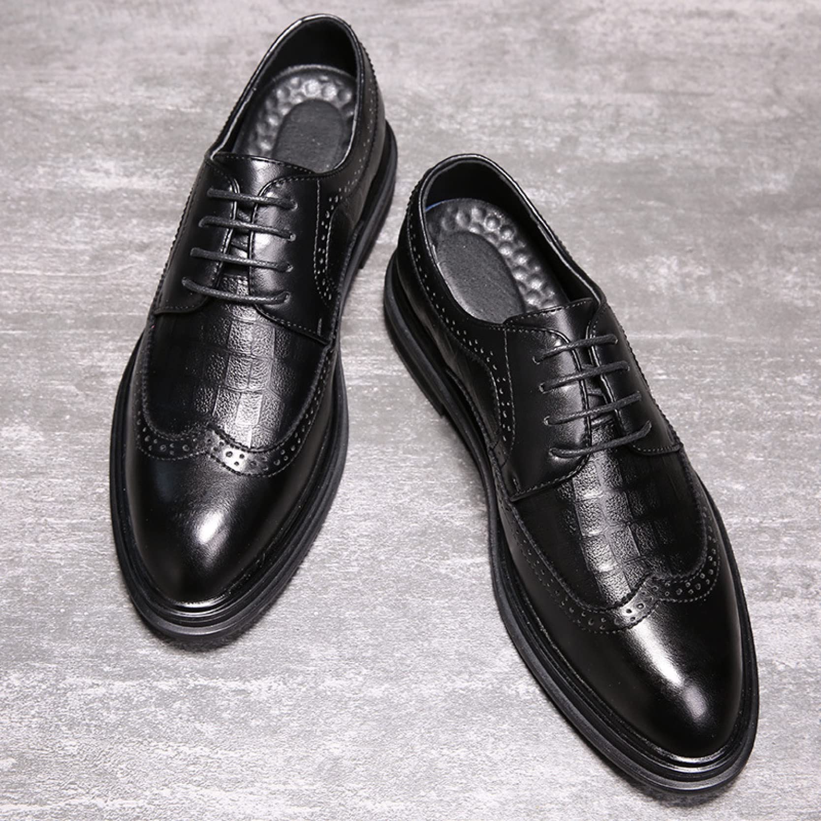 Men's Wingtip Oxford Dress Shoes - Comfortable Lace-Up Brogue Business Shoes for Work & Formal Occasions | Classic Retro Style for Office, Weddings & Professional Events