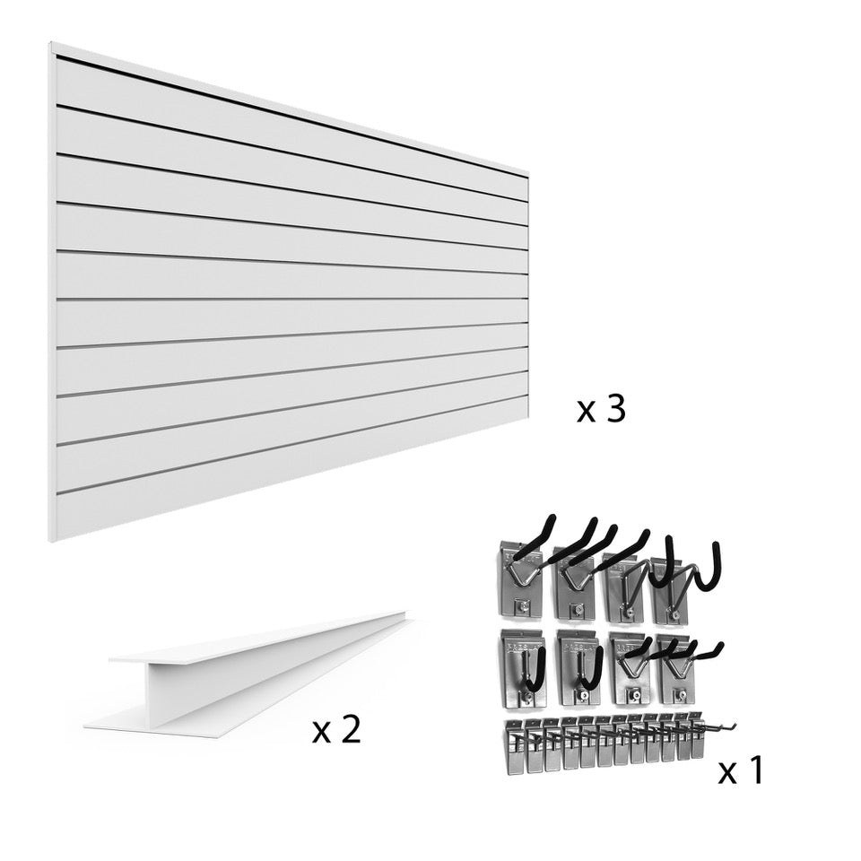 PVC Slatwall Standard Bundle - Retail Display Shelving System for Stores & Garages - Perfect for Organizing & Showcasing Products
