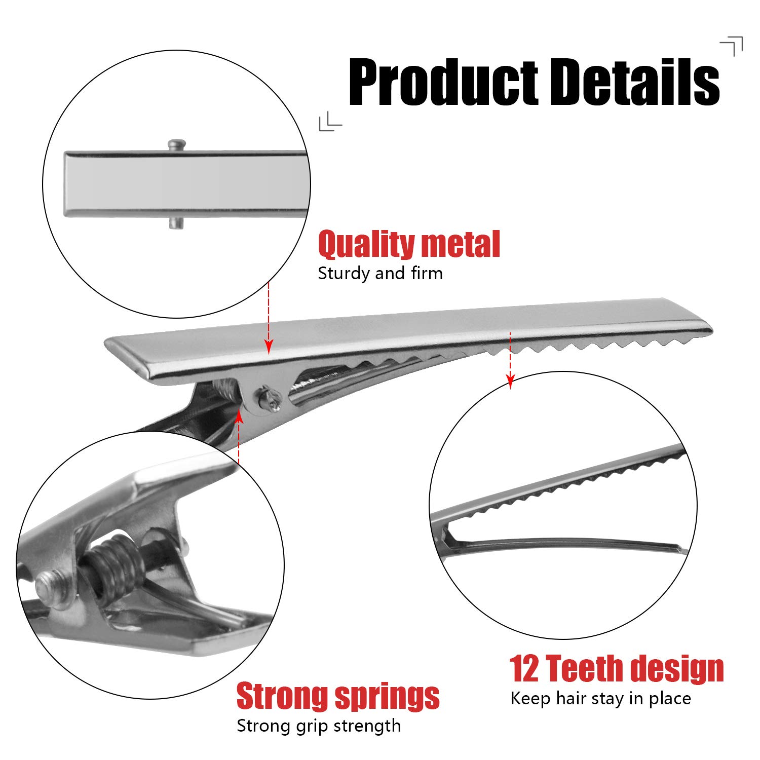 50pcs DIY Metal Alligator Hair Clips 7.5cm (3 Inch) Duckbill Hair Clips with Teeth - Flat Top Hairpins for Hairbow Making, Crafting Accessories & DIY Hair Styling - Perfect for Bridal, Cosplay, and Everyday Hairstyles