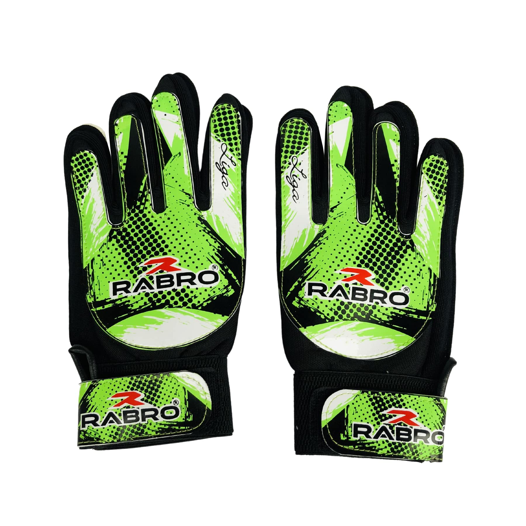 RABRO Professional Soccer Goalkeeper Gloves for Men & Women - Breathable Latex Palm, Grip Control, Black/Green, Size M - Perfect for Training, Matches, and League Games