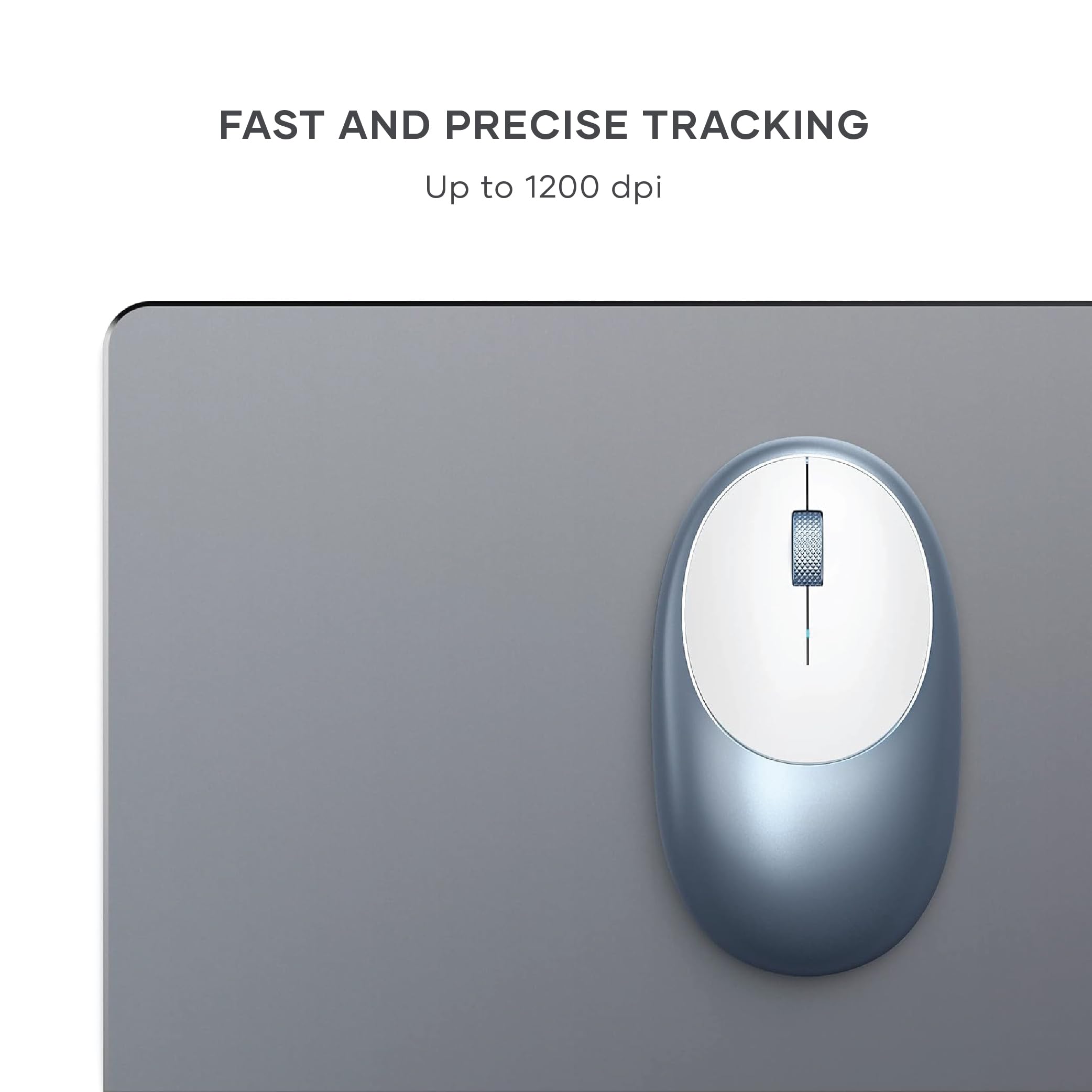 Satechi Wireless Bluetooth Mouse for MacBook Pro & Air, iMac, Mac Mini, iPad - Rechargeable USB-C Mouse with Silent Click - Perfect for Office, Travel & Home Use - Blue