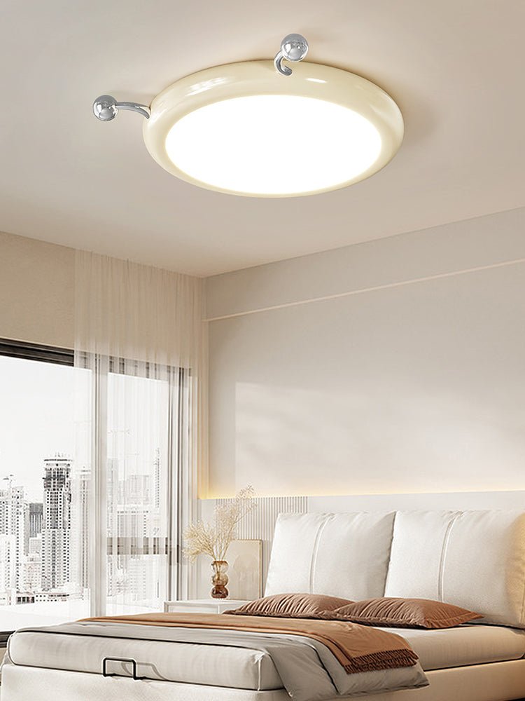 Elegant Cream Puffering Ceiling Light Fixture - Modern Flush Mount Lighting for Bedroom, Living Room & Kitchen | Dimmable LED Chandelier for Home Decor