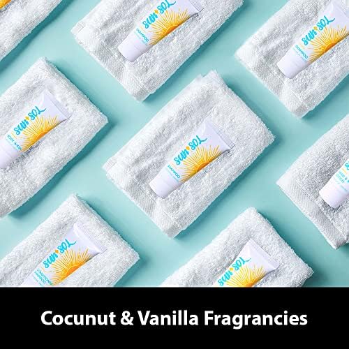 Sun + Sol Luxurious Hand & Body Lotion - Warm Coconut & Vanilla Scented Moisturizer | Travel Size Toiletries & Mini Hotel Amenities | Perfect for Vacation, Gifts & On-the-Go Hydration