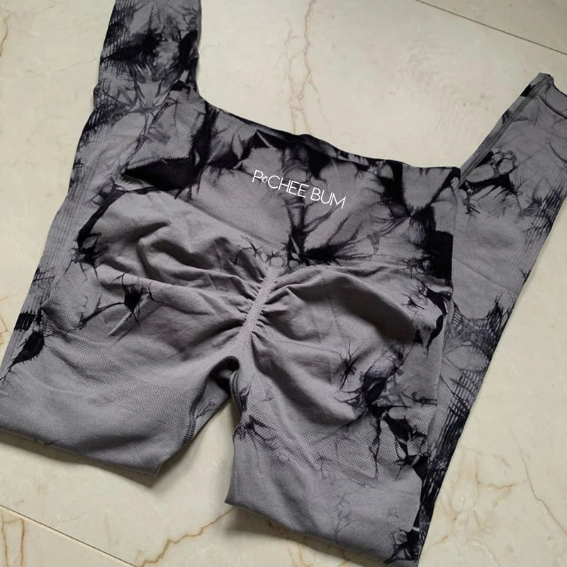 2023 Women's Seamless Tie-Dye Lightning Marble Leggings - High Waisted Gym Workout Pants for Running, Yoga & Fitness | Bubble Gum Color Bum Shaping Activewear for Women