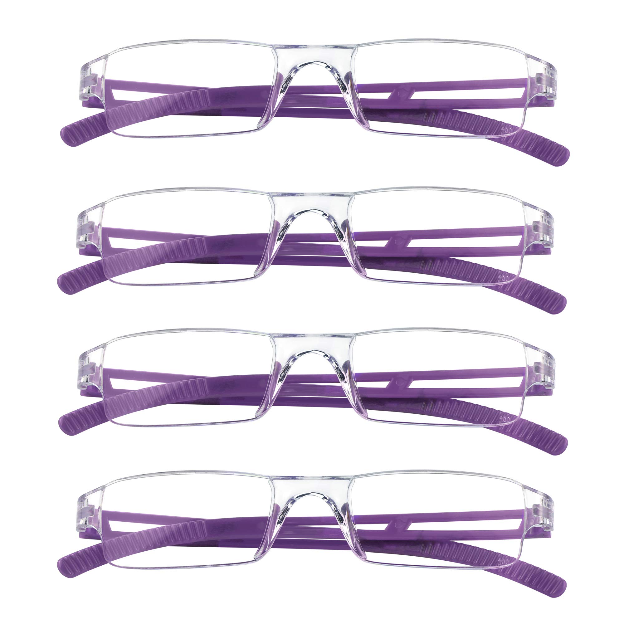 LifeArt 2/4 Pairs Blue Light Blocking Reading Glasses for Men & Women - Anti Eyestrain Computer Glasses with Rectangle Frame - Perfect for Office Work, Gaming & Screen Time