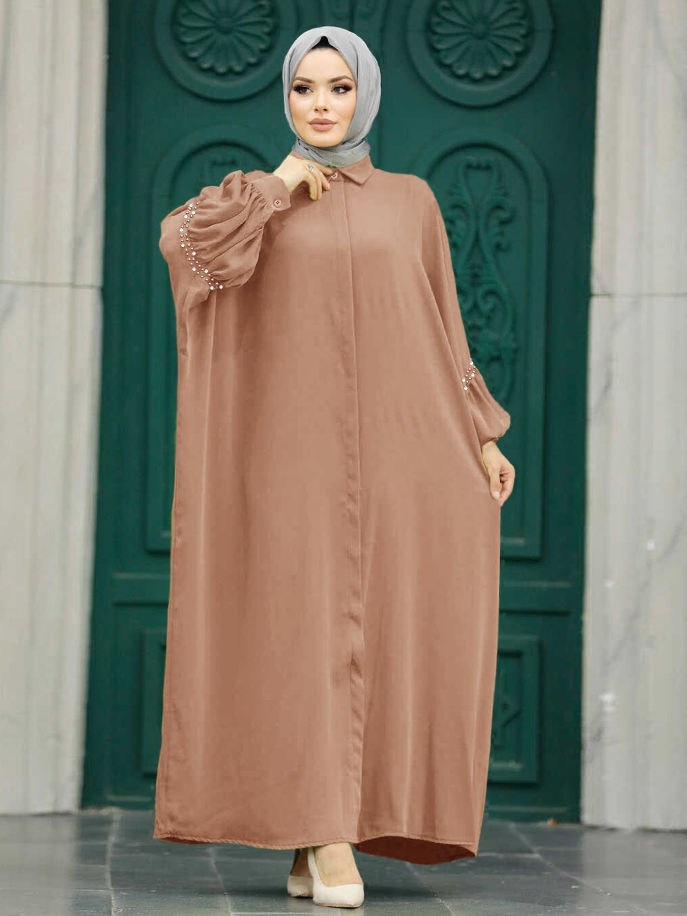 Elegant Women's Batwing Sleeve Beaded Blouse Dress for Party, Wedding & Special Occasions