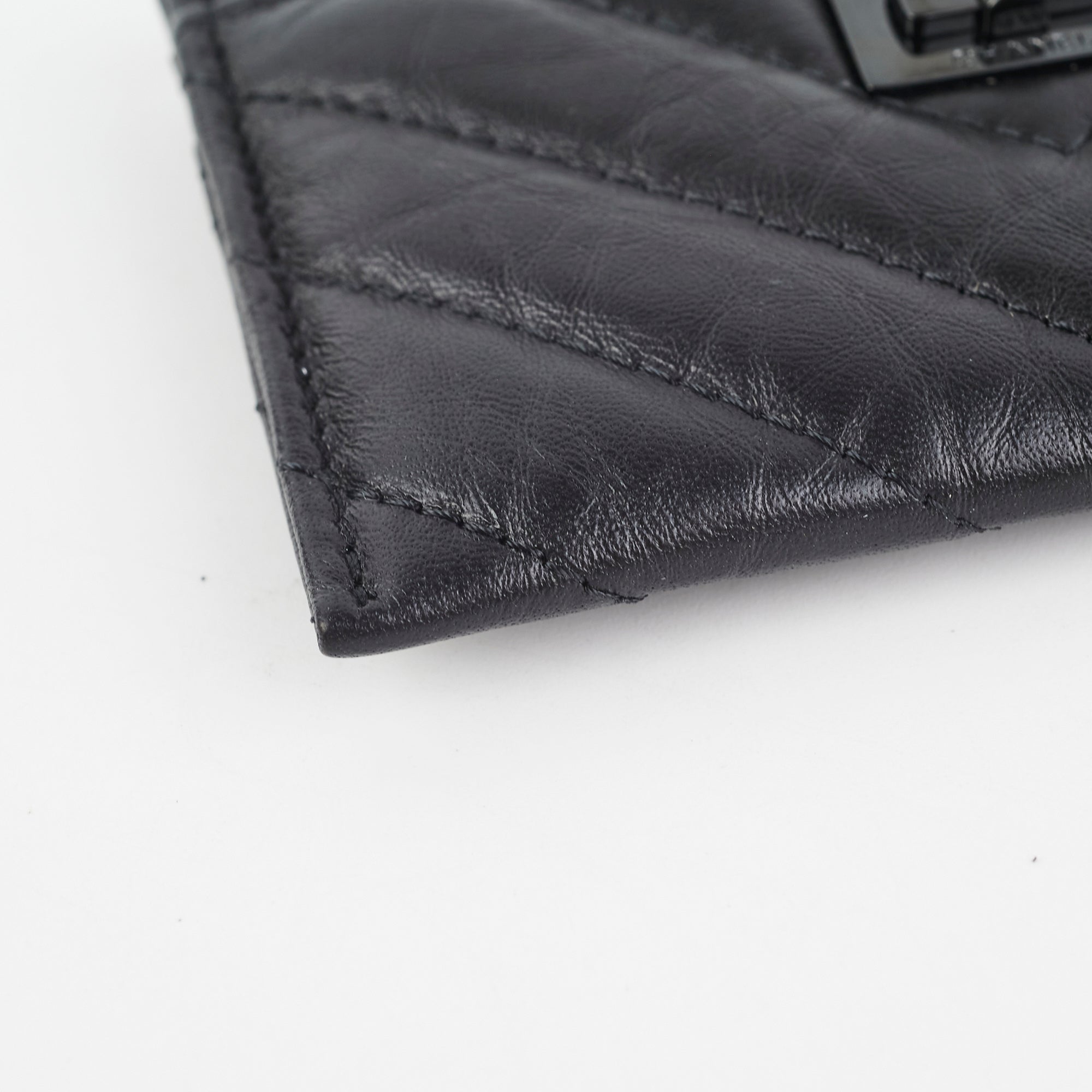 Chanel Reissue 2.55 Black Leather Card Holder Wallet for Women - Perfect for Everyday Use, Travel & Gift Giving
