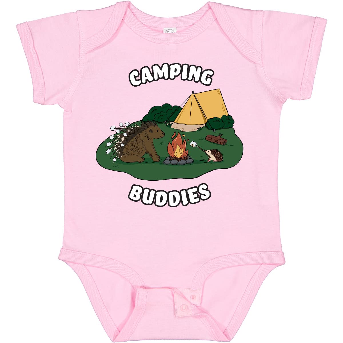 Inktastic Camping Buddies - Hedgehog and Porcupine Baby Bodysuit | Cute Animal Print Onesie for Infants & Toddlers | Perfect for Outdoor Adventures, Camping Trips & Family Photos