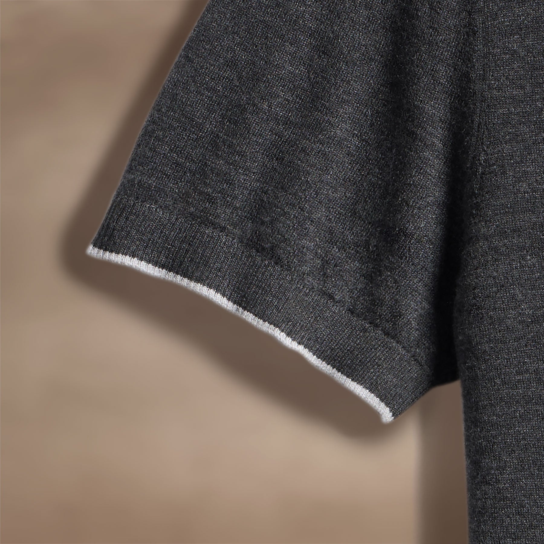 Premium Ultrafine Cashmere Tipped Polo Shirt for Men - Soft & Luxurious Slim Fit Cotton Blend - Coal & Light Heather Grey Colors - Perfect for Business Casual & Weekend Wear