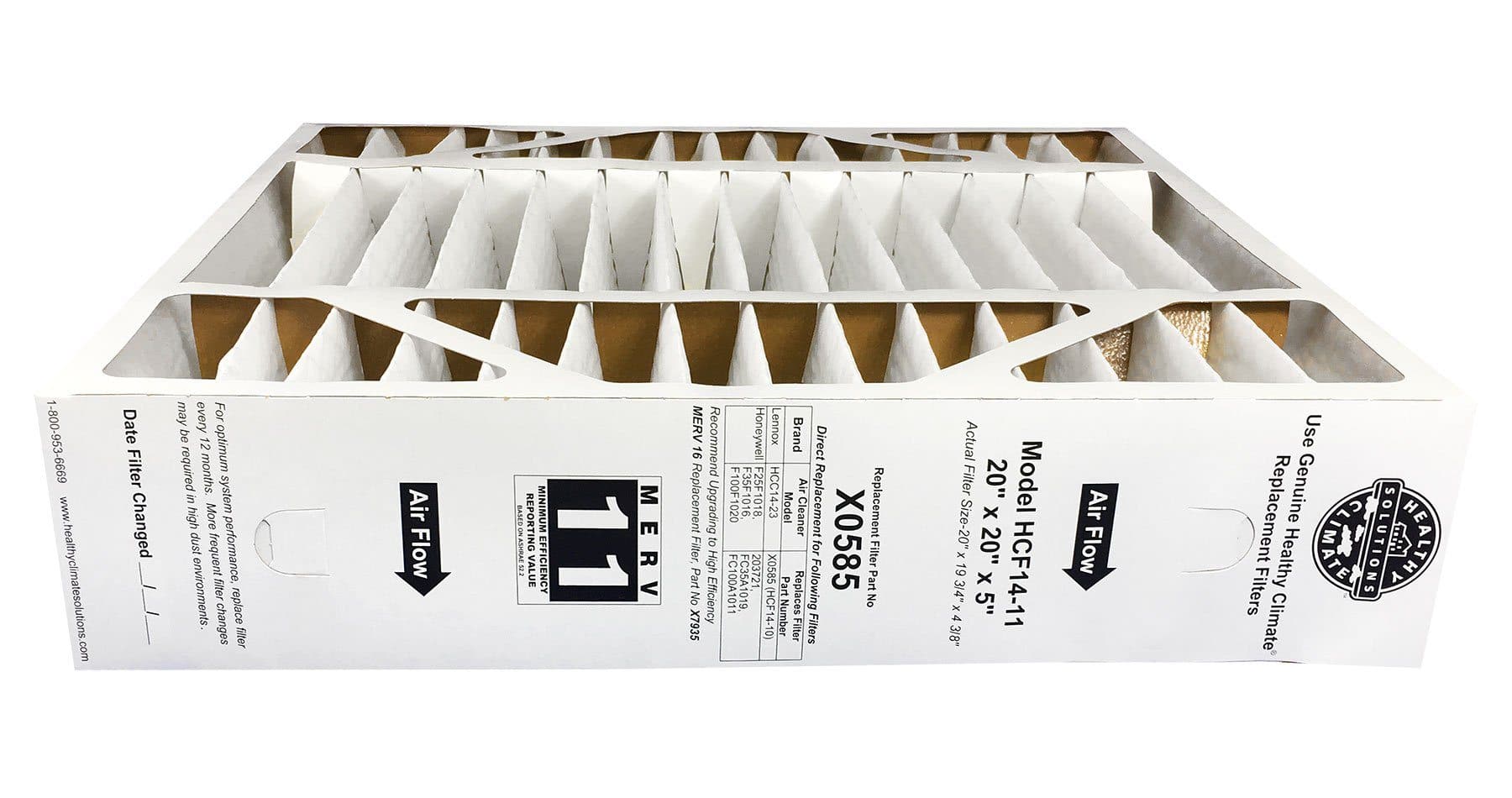 Lennox X0585 20x20x5 MERV 11 Furnace Air Filter - 1 Pack | High Efficiency HVAC Filter for Home & Office Use