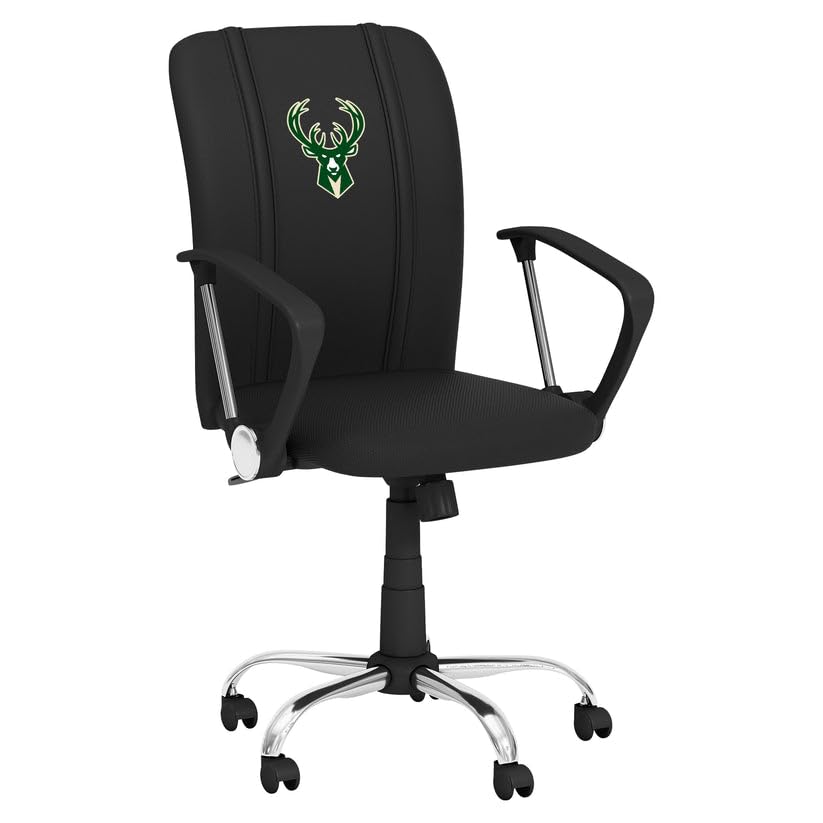 Milwaukee Bucks Logo Curve Task Chair - Ergonomic Office Chair for Home & Work - Perfect for Gaming, Studying, and Office Use