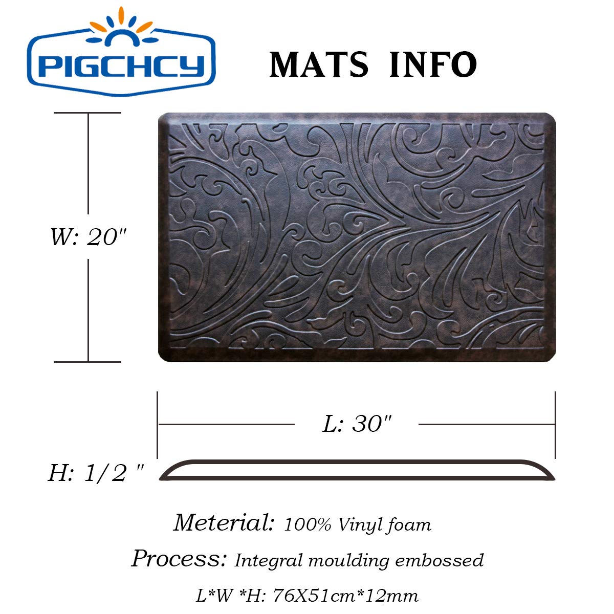 Premium Anti-Fatigue Kitchen Rug - Non-Slip Washable Foam Floor Mat for Standing Comfort (20