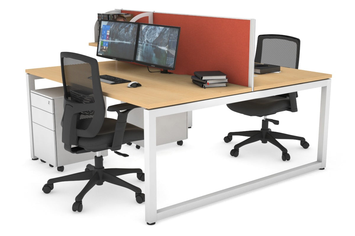 Quadro Loop Legs 2-Person Office Workstation - 1200L x 800W with Cable Management Scallop - Perfect for Collaborative Workspaces & Shared Office Desks