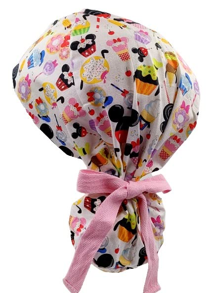 Snacks Women's Ponytail Scrub Work Cap - Fun & Comfortable Hair Cover for Nurses, Doctors & Food Service Workers - Perfect for Hospitals, Kitchens & Healthcare Settings