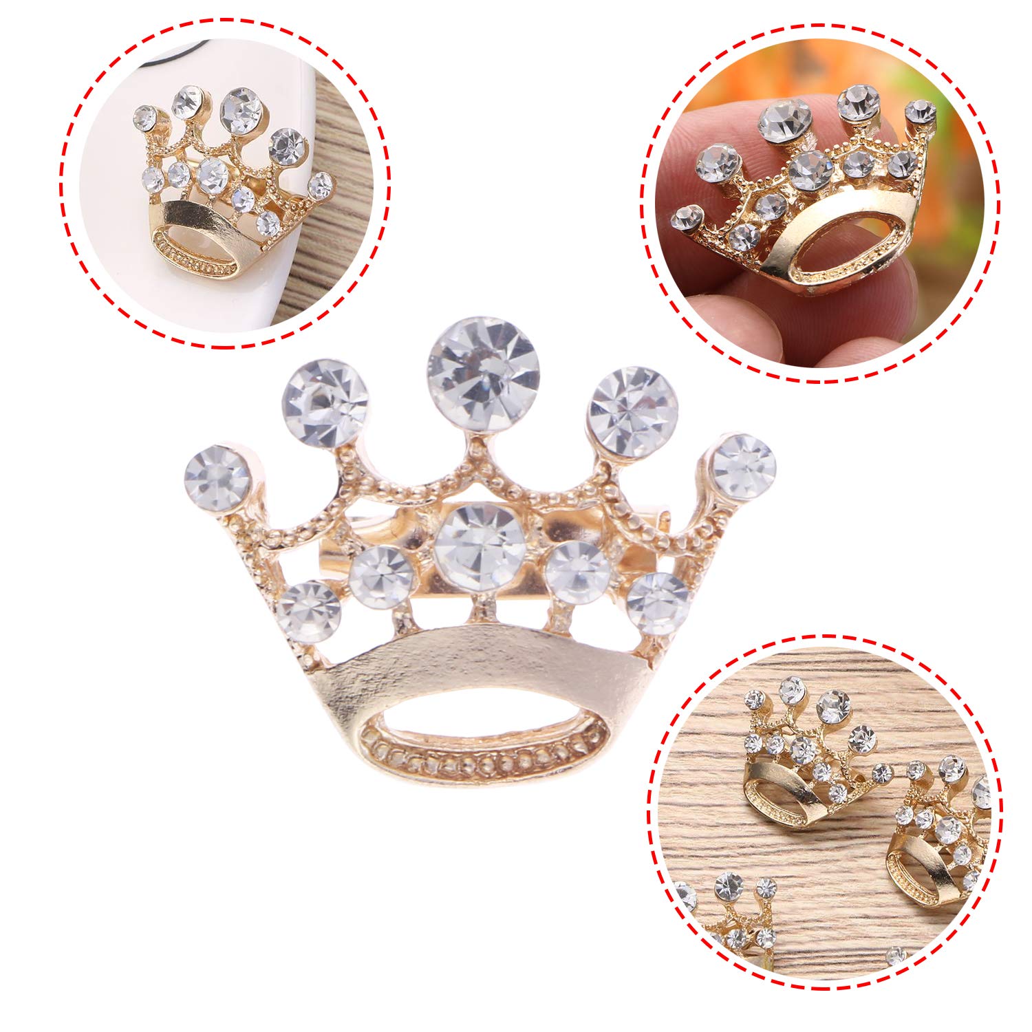 Floranea 6-Piece Gold Crystal Tiara Brooch Pins Set - Elegant Mini Rhinestone Pins for Sweater, Scarf, Shirt Collar & Lapel - Perfect for Weddings, Pageants, Christmas Parties & Corsage Decorations