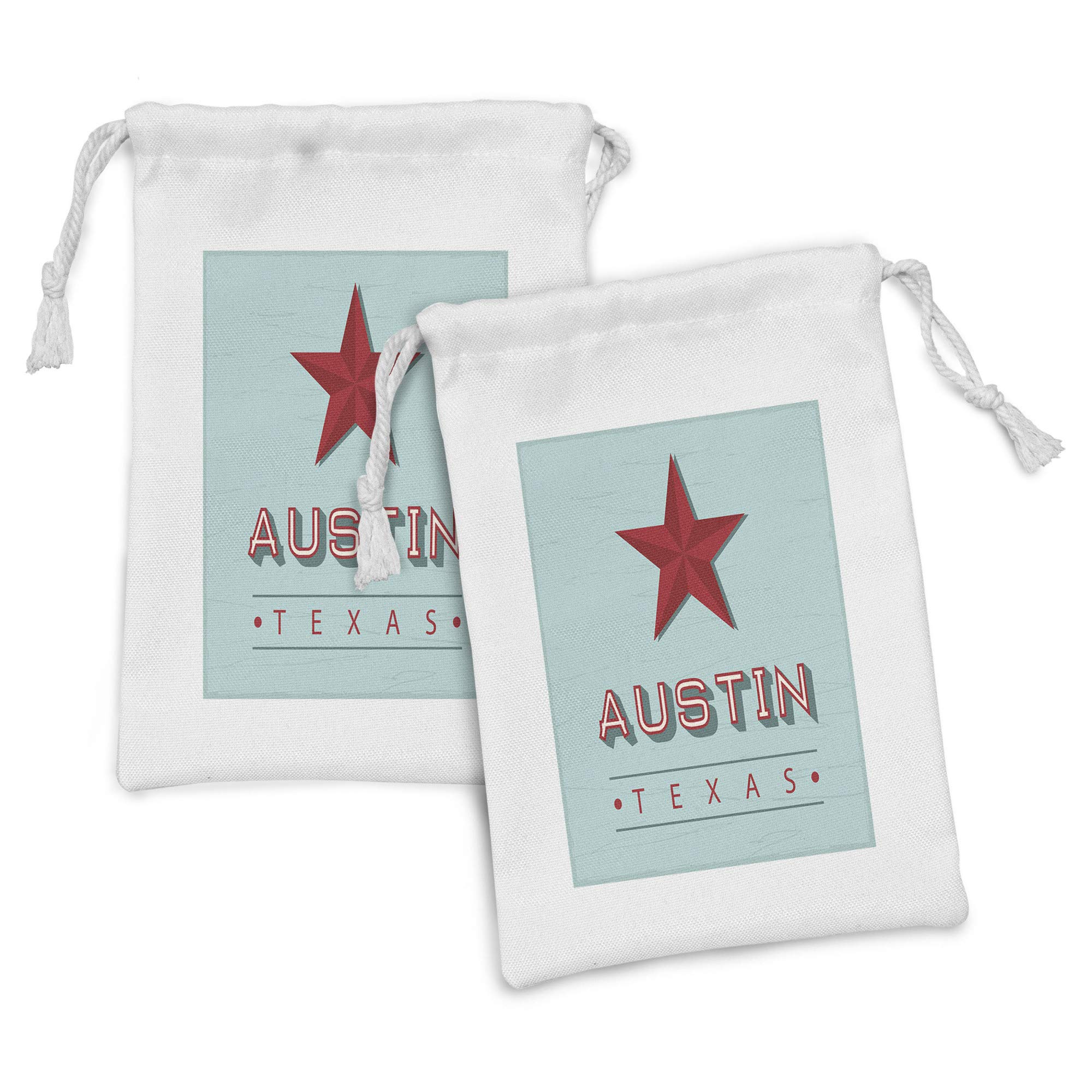 Ambesonne Austin Fabric Pouch Set of 2 - Texas Star State Symbolic Design Drawstring Bags (9