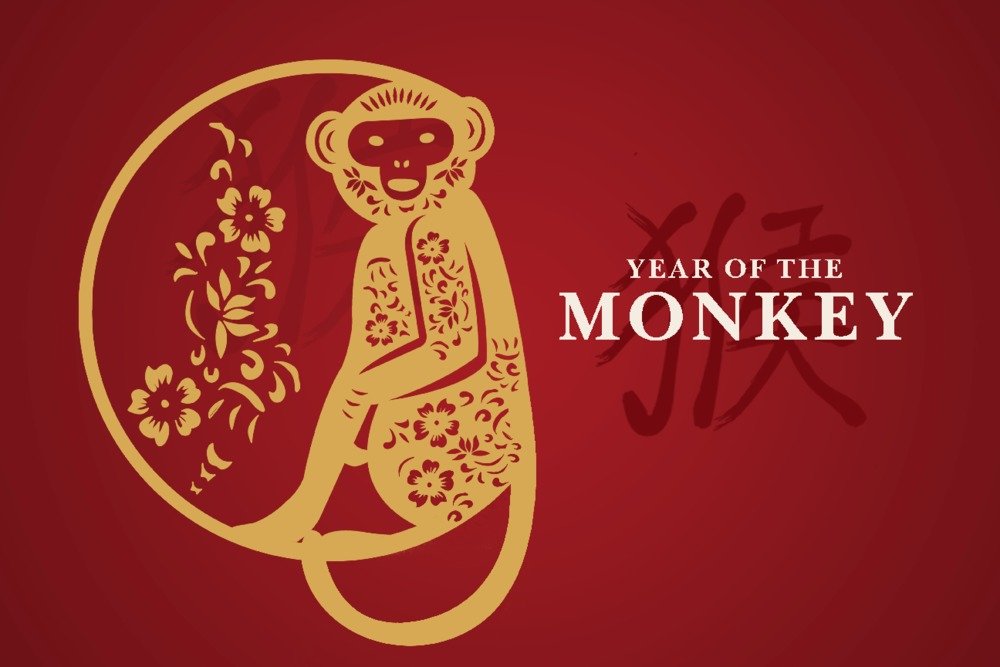 Year of the Monkey Metal Wall Art - 24x36 Gallery Quality Aluminum Decor - Modern Chinese Zodiac Silhouette Circle Design - Perfect for Home, Office & Asian-Themed Decor