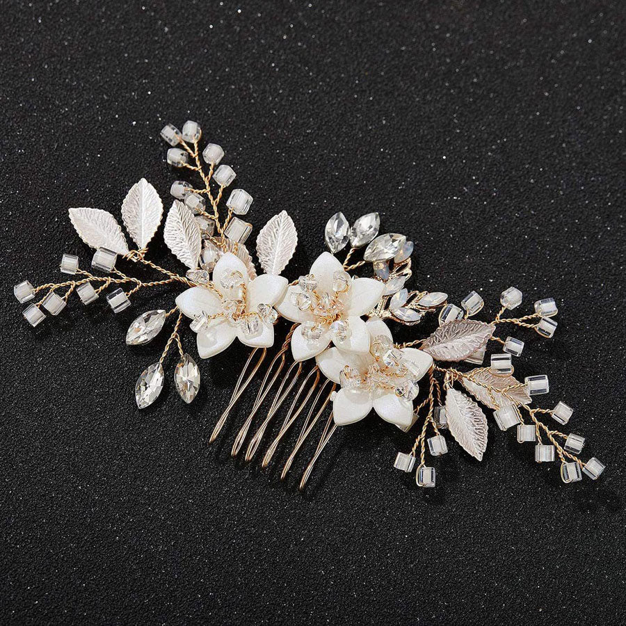 Elegant Crystal Flower Hair Comb for Wedding Bride & Bridesmaids - Perfect for Bridal Accessories, Prom, and Formal Events