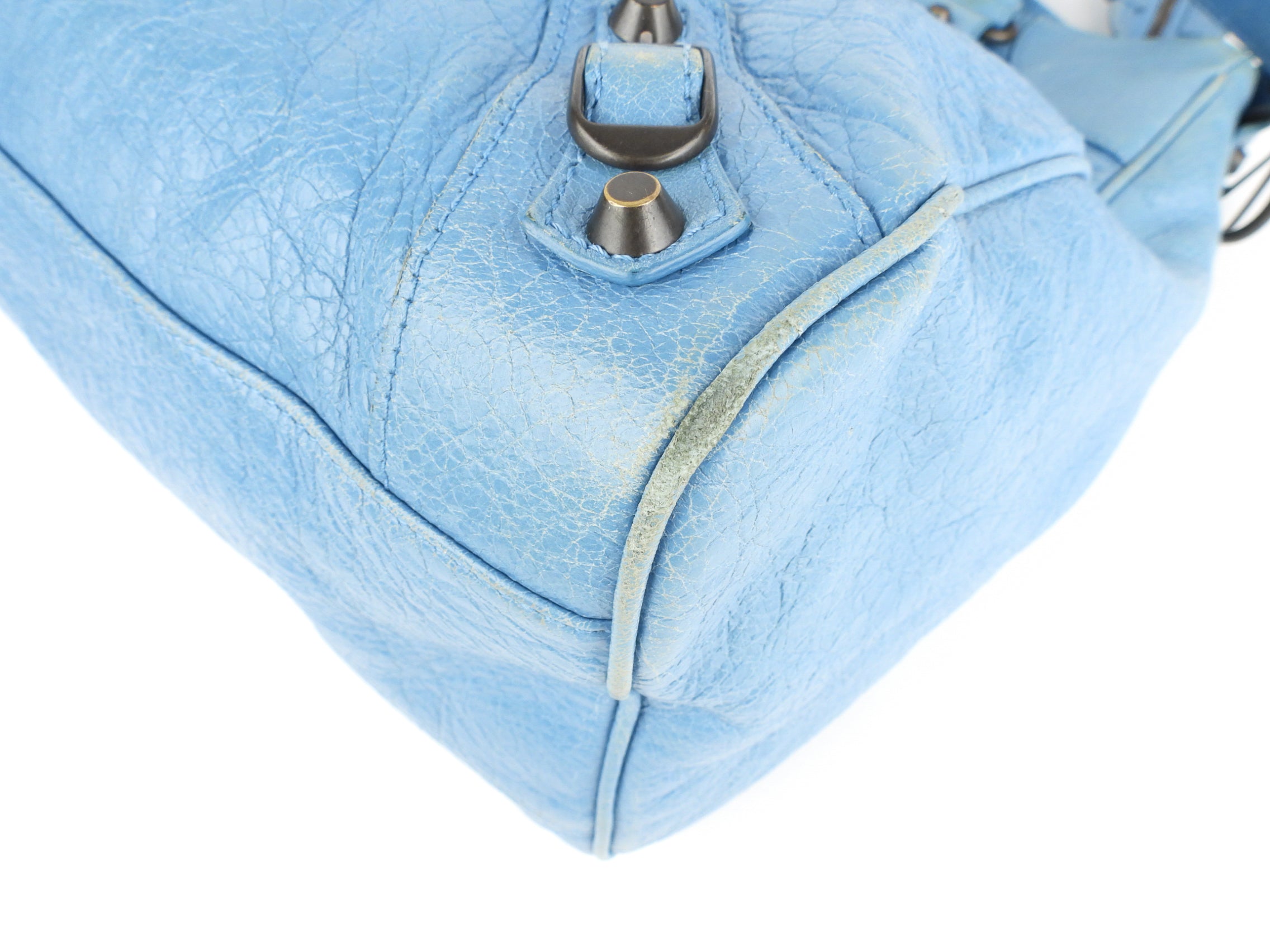 Balenciaga Turquoise Blue Moto Classic Velo City Two-Way Tote Bag for Women | Luxury Designer Handbag for Work, Travel & Everyday Use