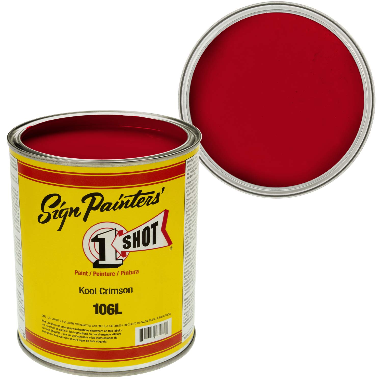 1 Shot Lettering Kool Crimson Pinstriping Enamel Paint - Quart Size for Automotive, Motorcycle & Sign Painting - Perfect for Custom Lettering, Pinstriping & Decorative Art Projects