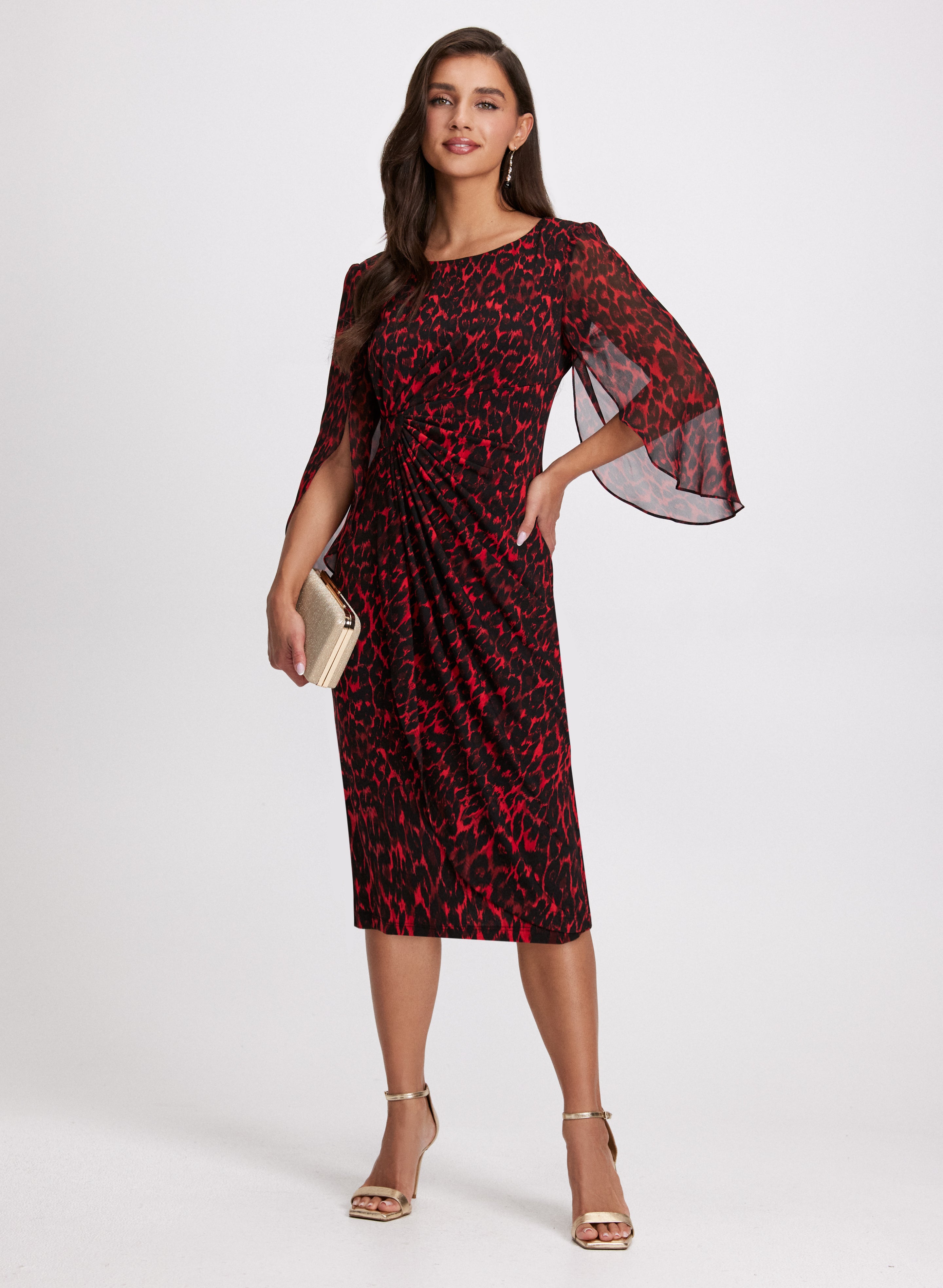 Cheetah Print Chiffon Dress for Women - Sexy Animal Print Party Dress - Elegant Evening Gown for Night Out, Club, Date Night or Special Occasions