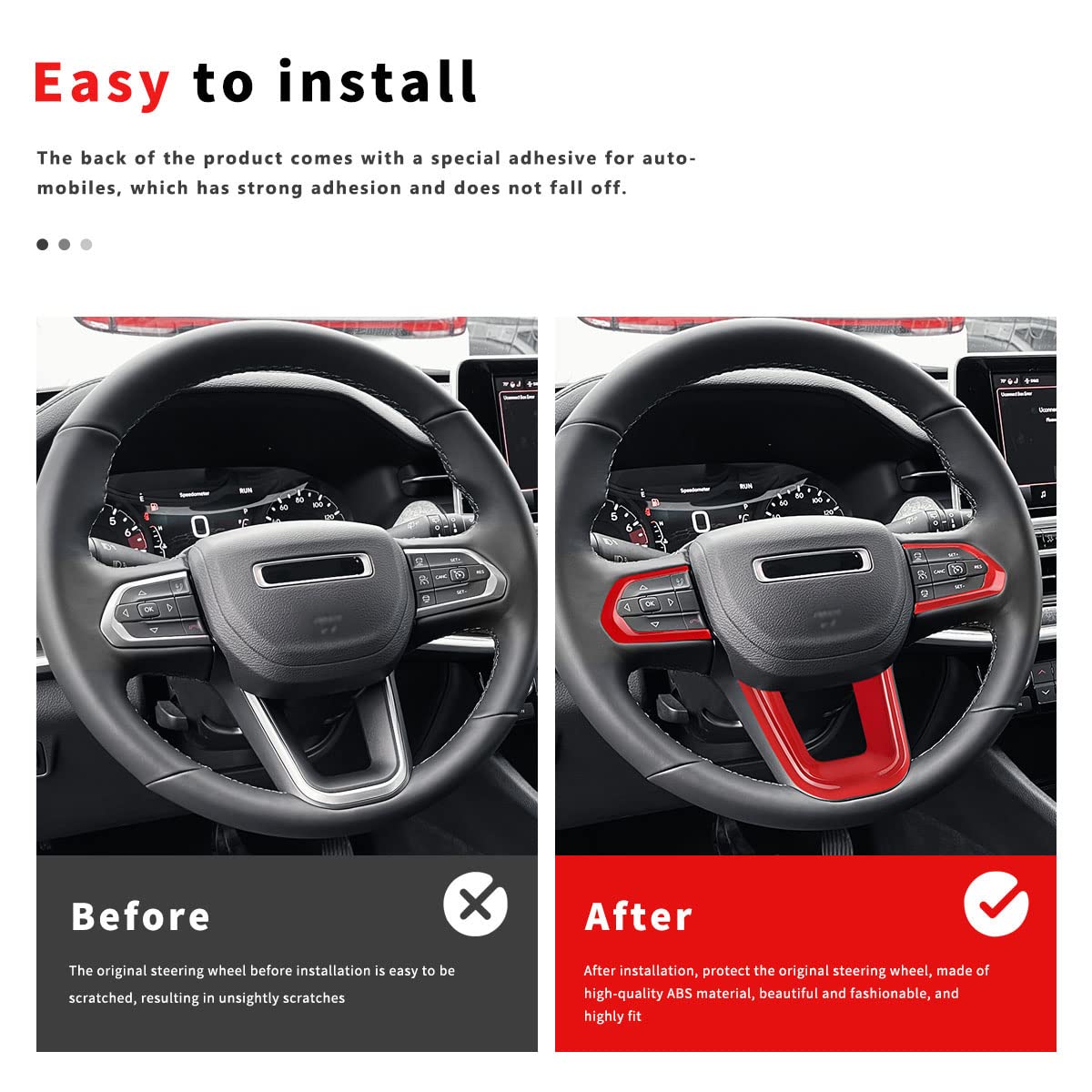 Auovo ABS Steering Wheel Cover for Jeep Compass 2021-2024 | Durable Interior Accessories & Decorative Trim | Perfect for Road Trips & Daily Commuting