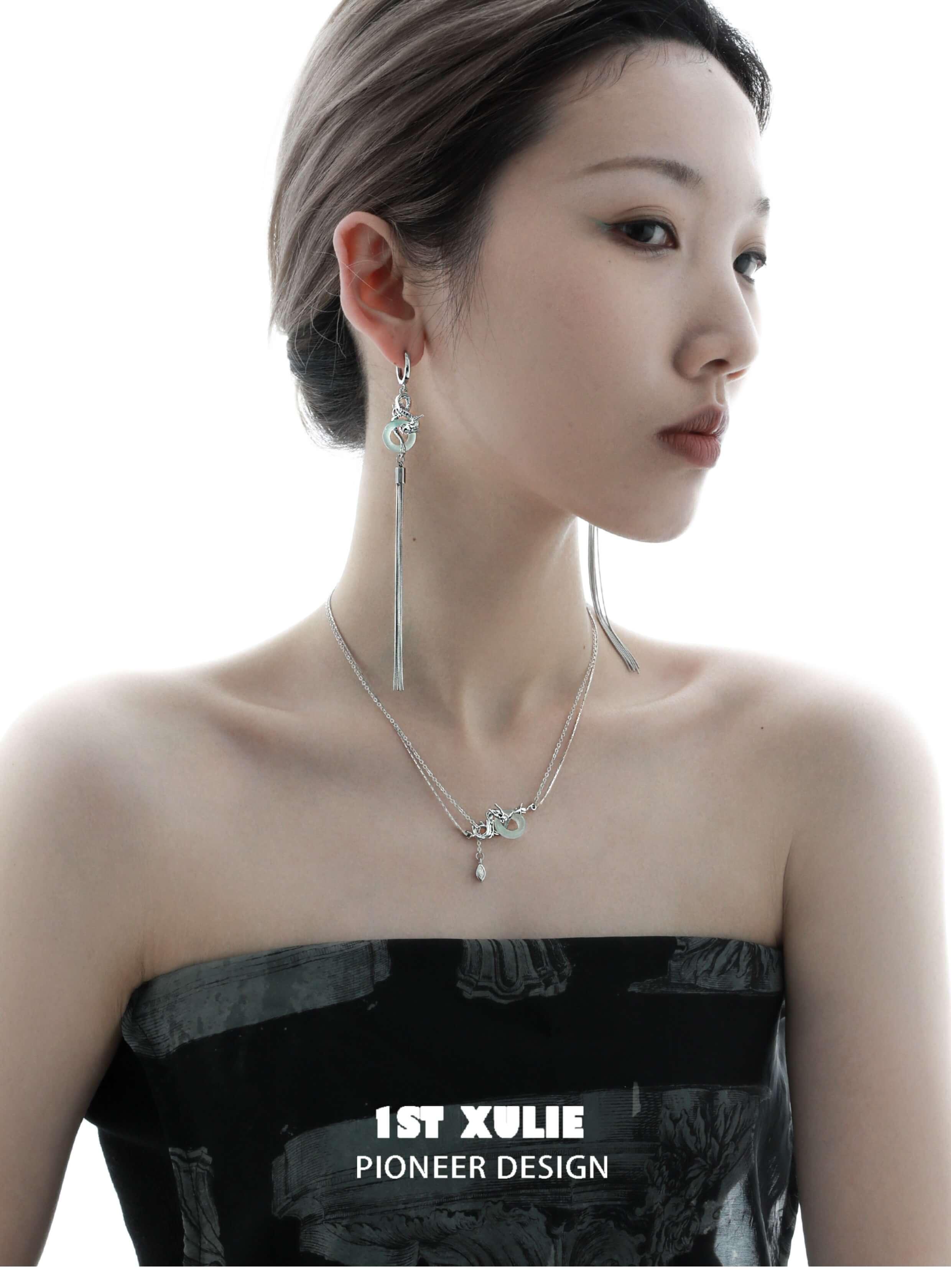 24K Gold & S925 Sterling Silver Quartz Jade Necklace for Women - Elegant Dragon Pendant Jewelry Gift for Birthday, Anniversary & Special Occasions