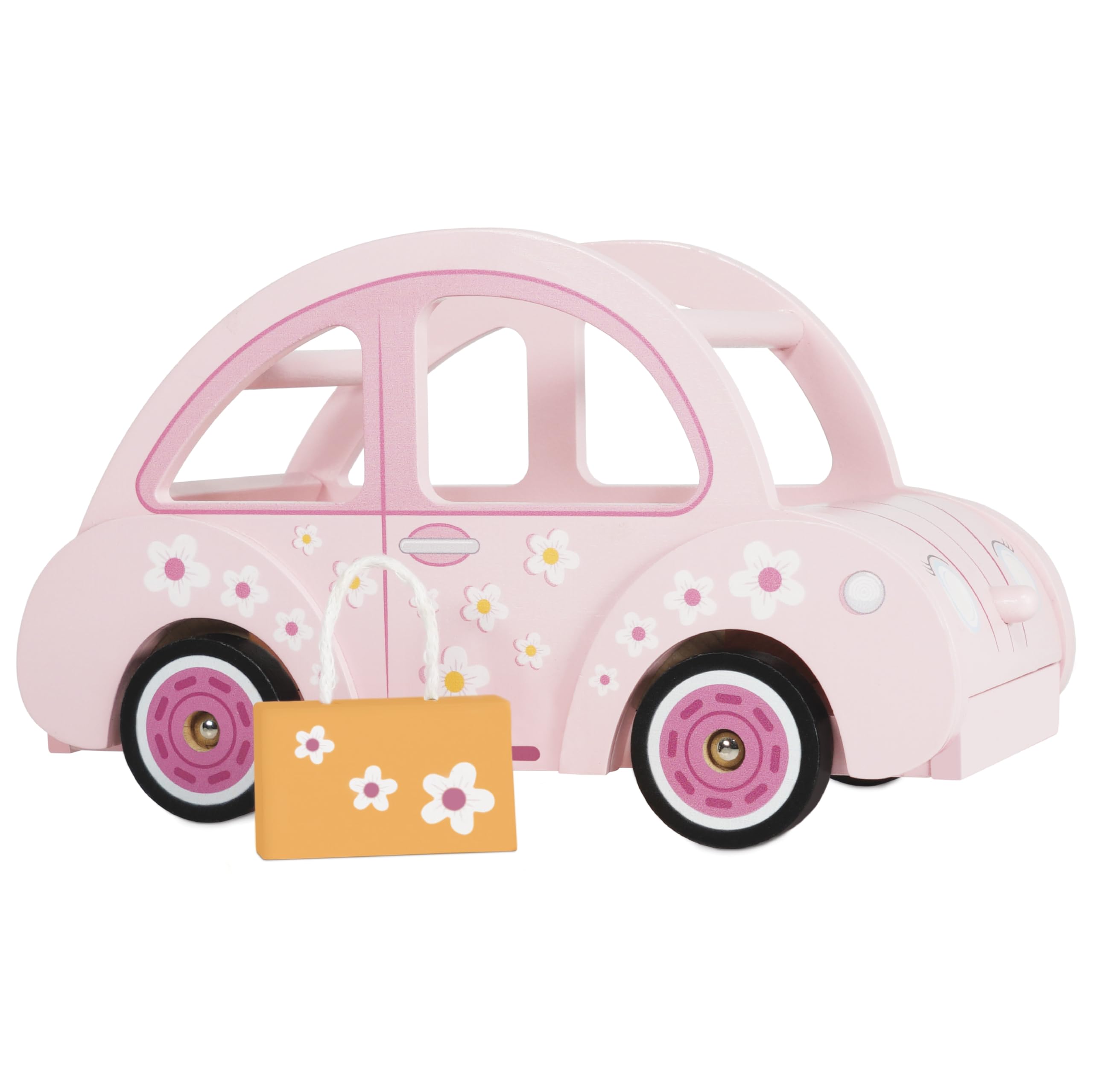 Le Toy Van Wooden Daisylane Sophie's Car Accessory Playset for Dollhouses - Pink Doll Car Toy with Luggage & Travel Accessories - Pretend Play Vehicle for Kids Ages 2+ - Perfect for Dollhouse Play, Travel Adventures & Imaginative Role Play