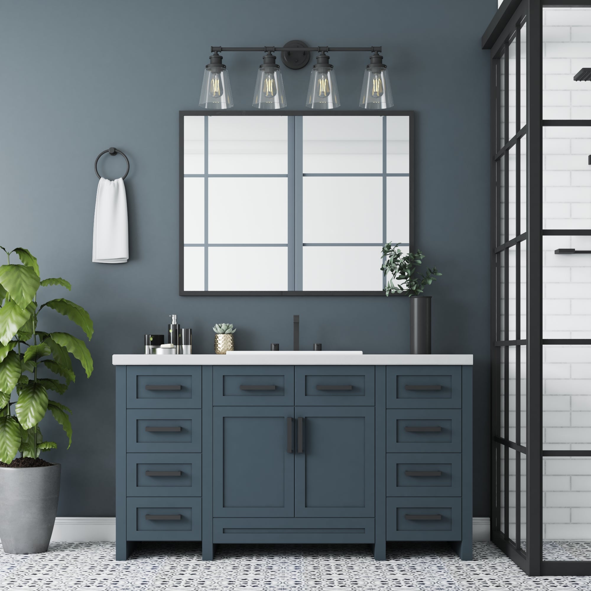 Helenah 4-Light Vanity Light Fixture in Matte Black - Perfect for Bathroom, Bedroom, and Dressing Room Lighting