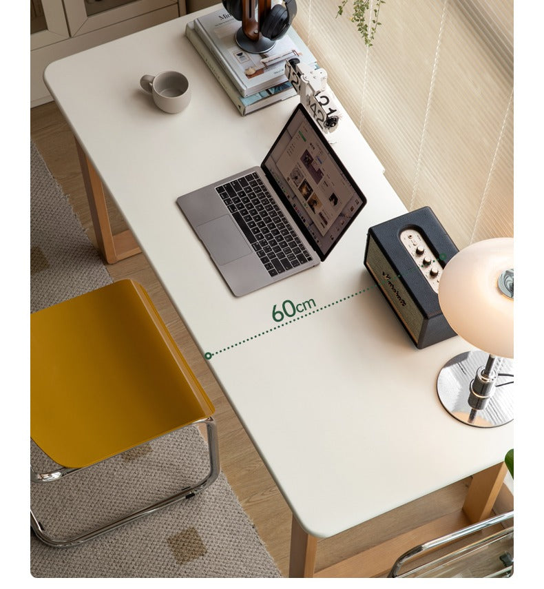 Premium Beech Solid Wood Writing Computer Desk - Modern Home Office Desk for Work & Study - Perfect for Small Spaces, Apartments & Dorm Rooms