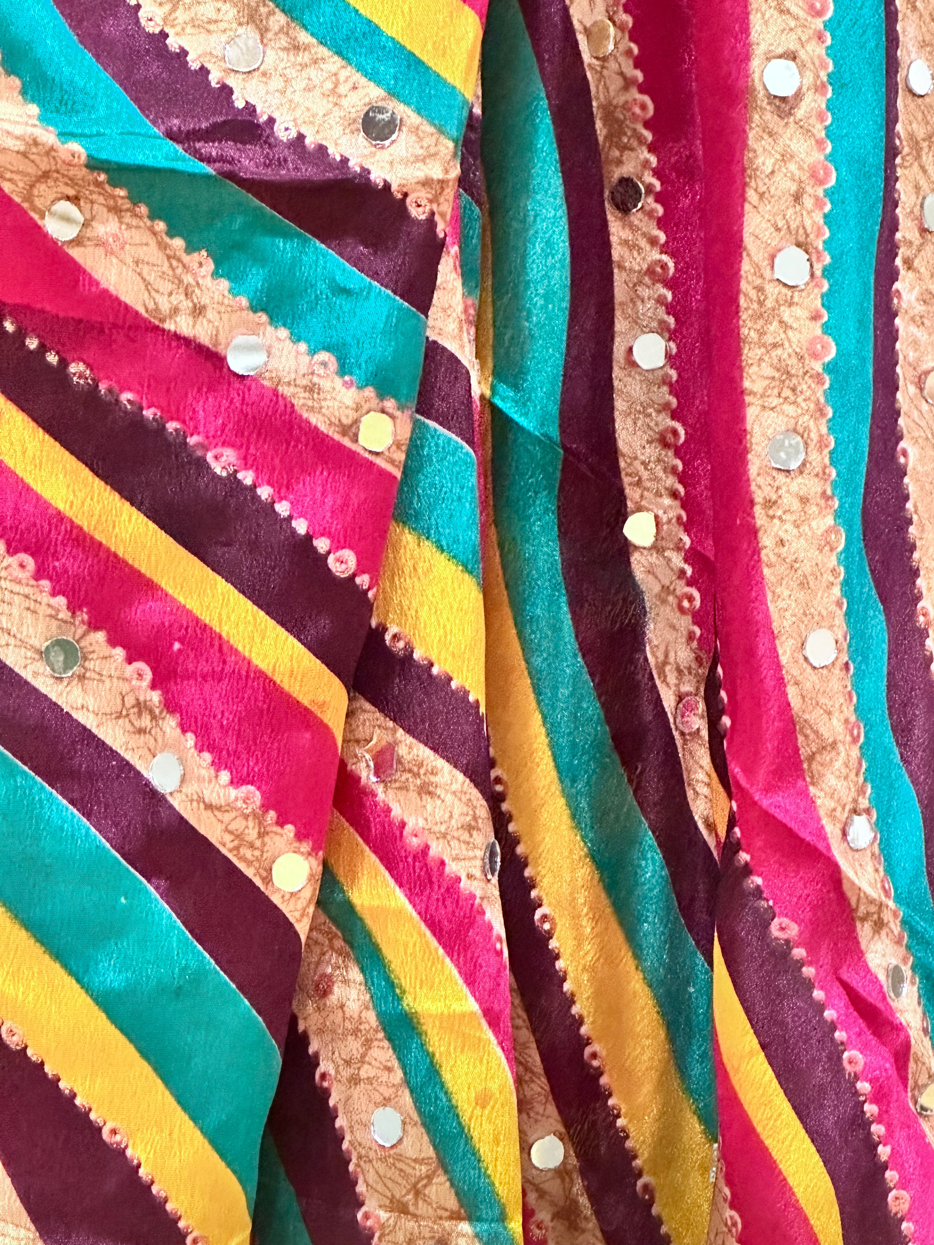 Phulkari Style Multicolor Dupatta - Handmade Indian Scarf for Women - Perfect for Weddings, Parties & Festivals