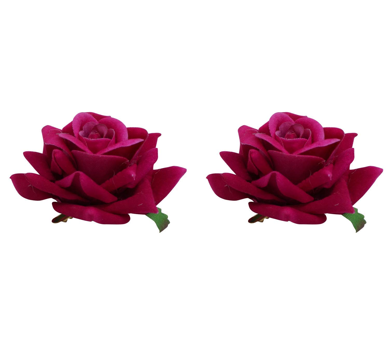 AAINAA Rose Hair Clips - Dark Pink Artificial Flower Side Juda Pins for Women & Girls | Bridal Hair Accessories for Weddings, Parties & Special Occasions