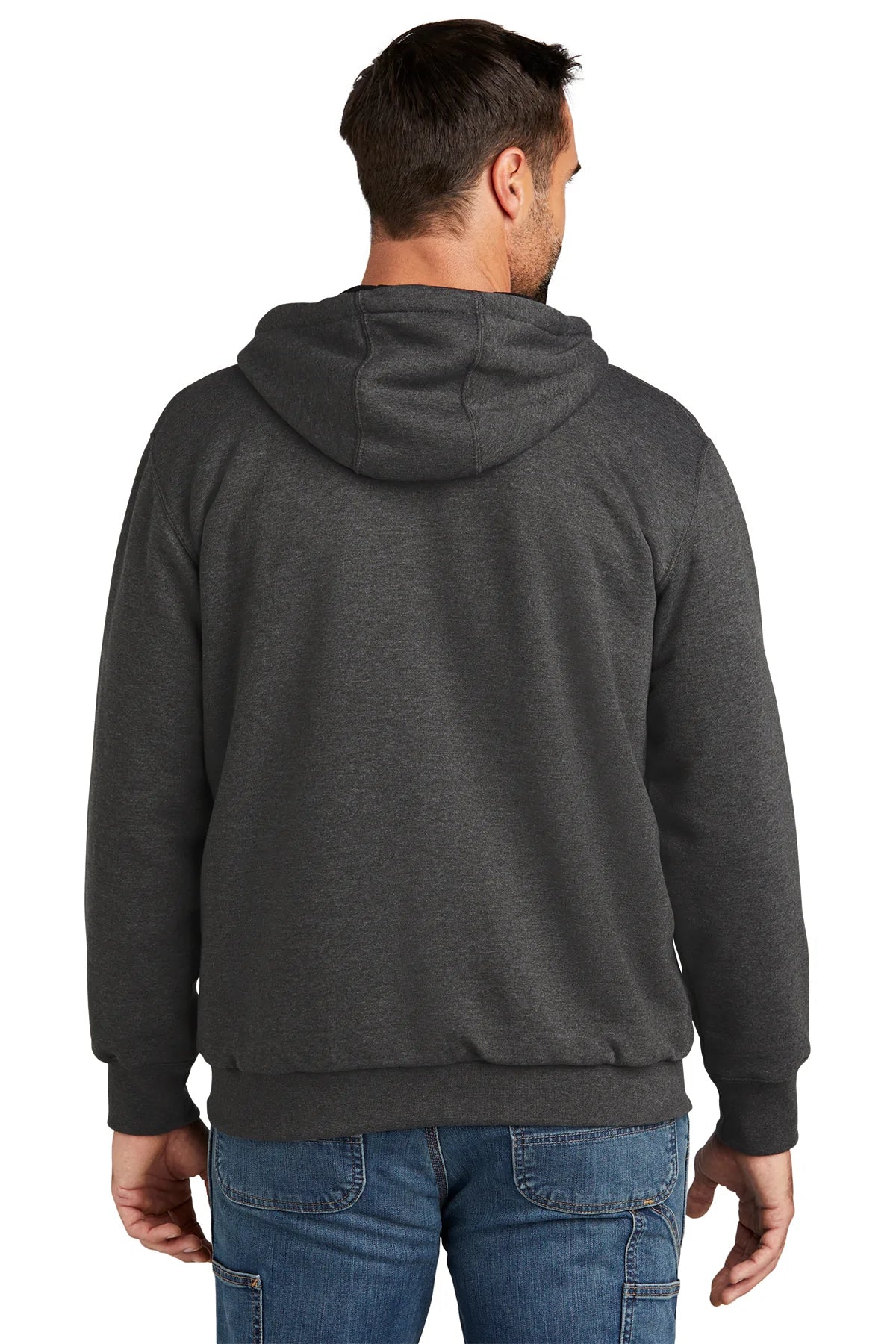 Carhartt Thermal Lined Custom Zip Up Hoodie - Carbon Heather | Men's Winter Work Jacket for Construction & Outdoor Activities